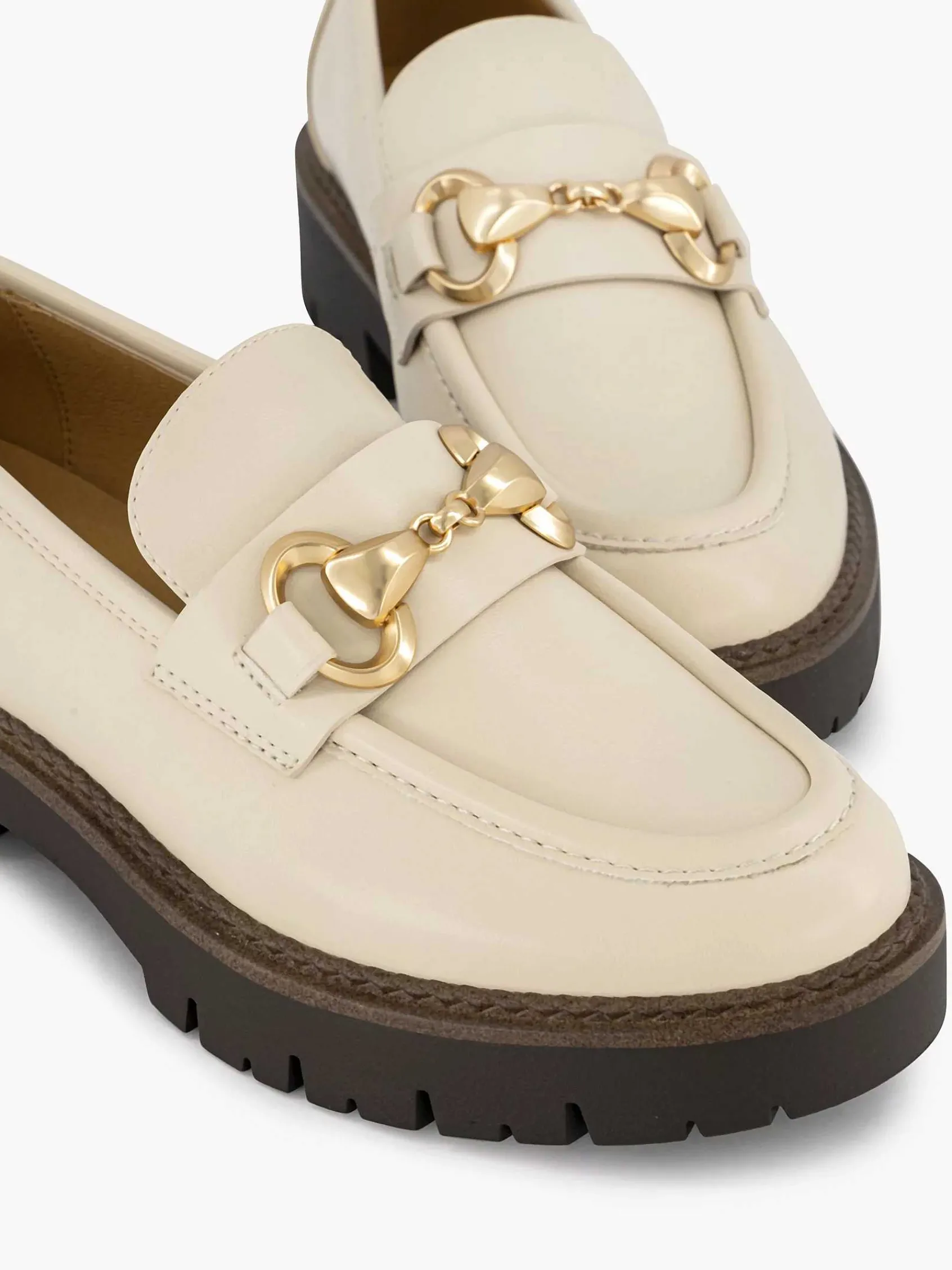 Oxmox Instappers-Beige Chunky Loafer Sierketting