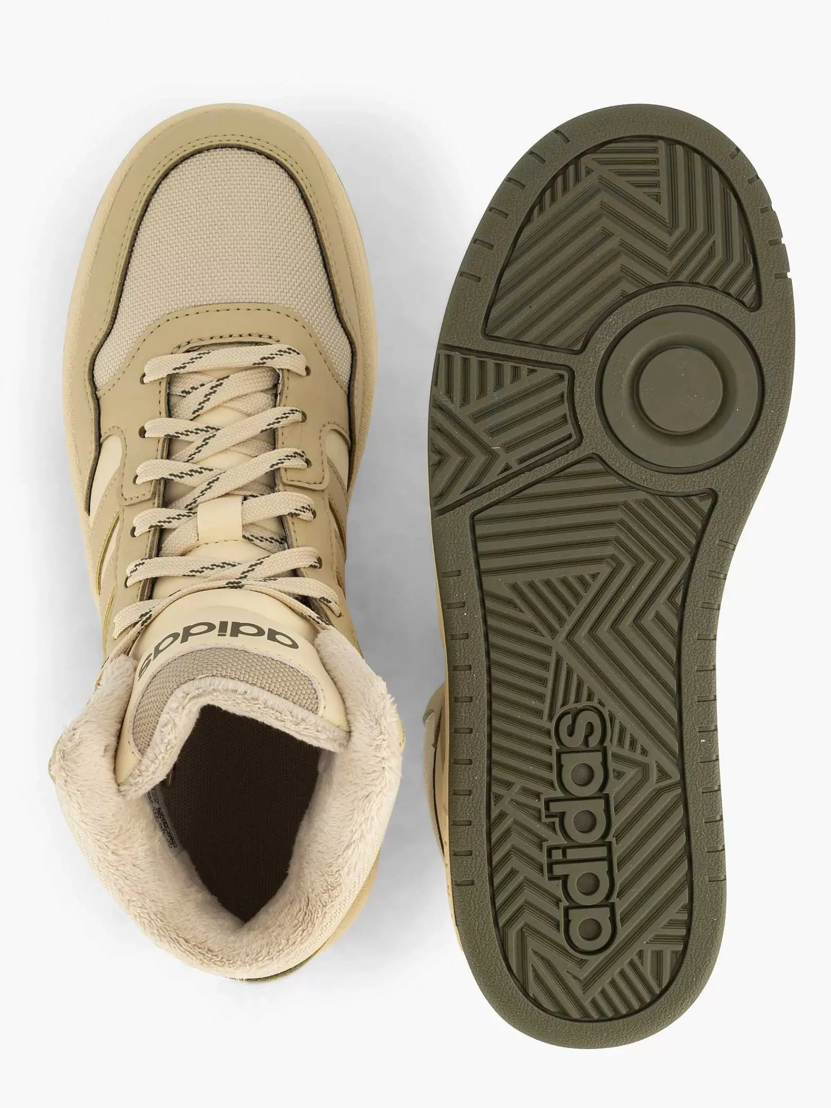 adidas Jongensschoenen-Beige Hoops Mid 3.0 K