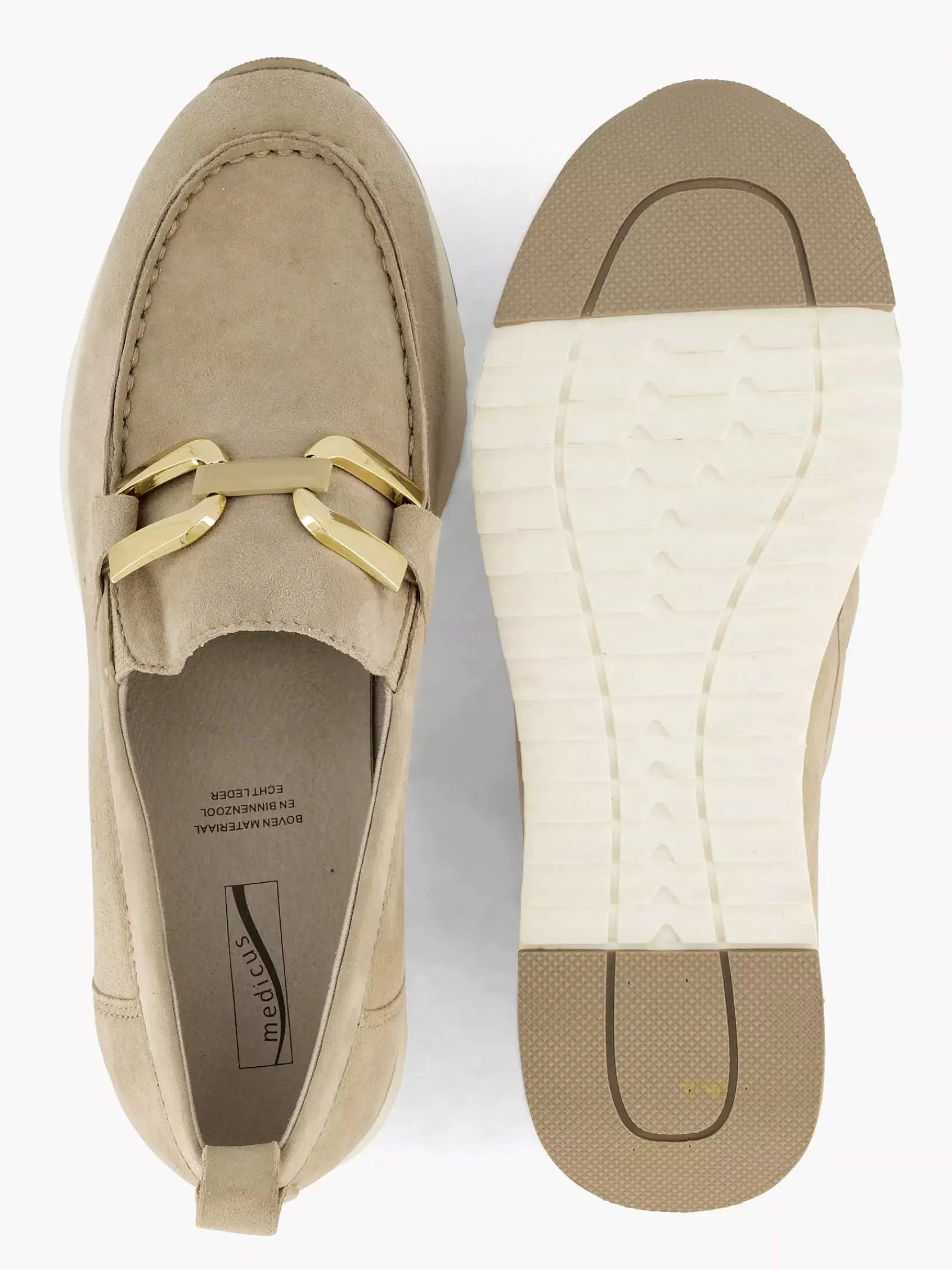 Medicus Comfort Schoenen-Beige Leren Comfort Instapper