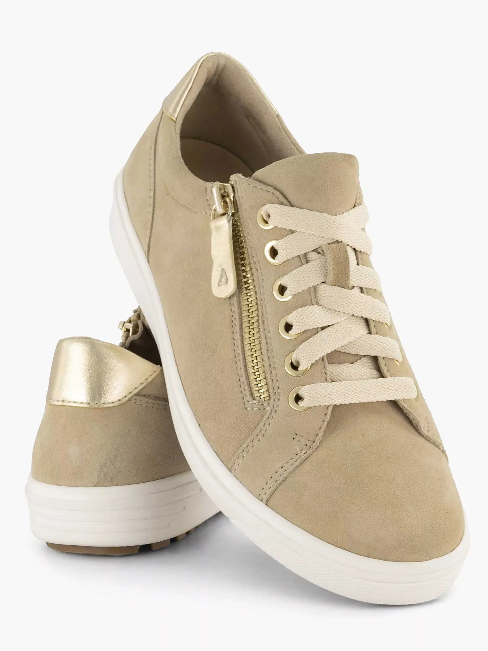 Medicus Comfort Schoenen-Beige Leren Comfort Sneaker