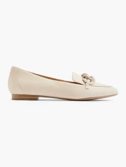 5th Avenue Instappers-Beige Leren Loafer Sierketting