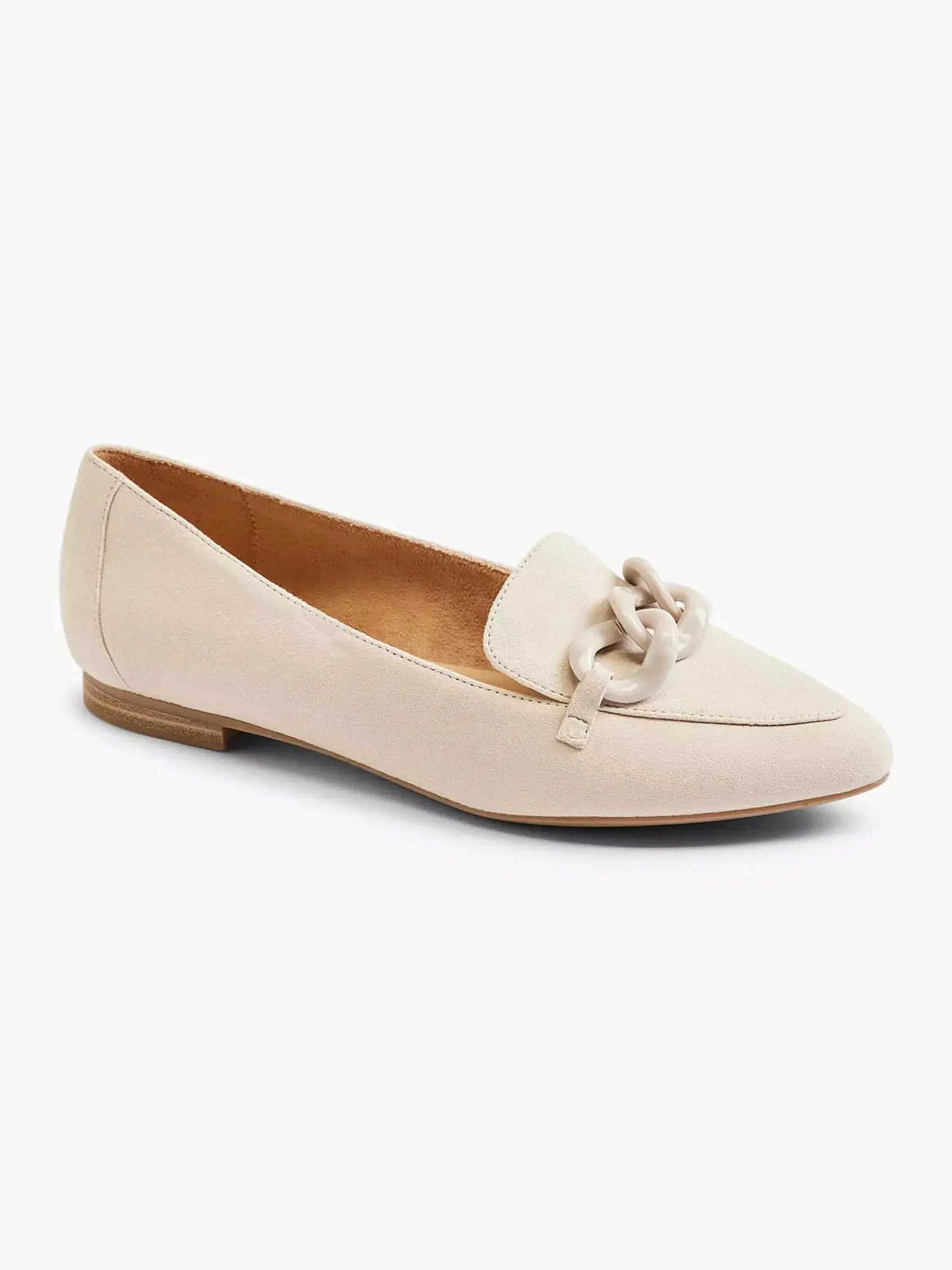 5th Avenue Instappers-Beige Leren Loafer Sierketting
