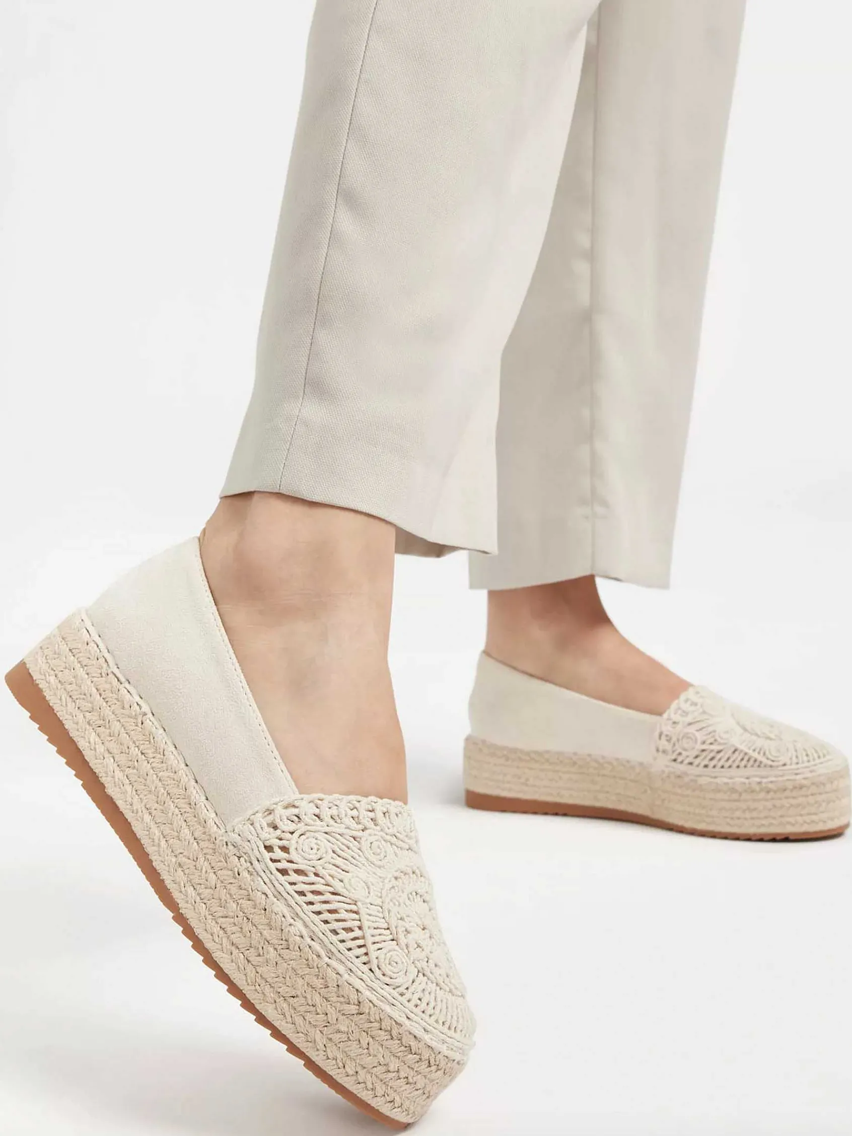 Graceland Instappers-Beige Platform Espadrille
