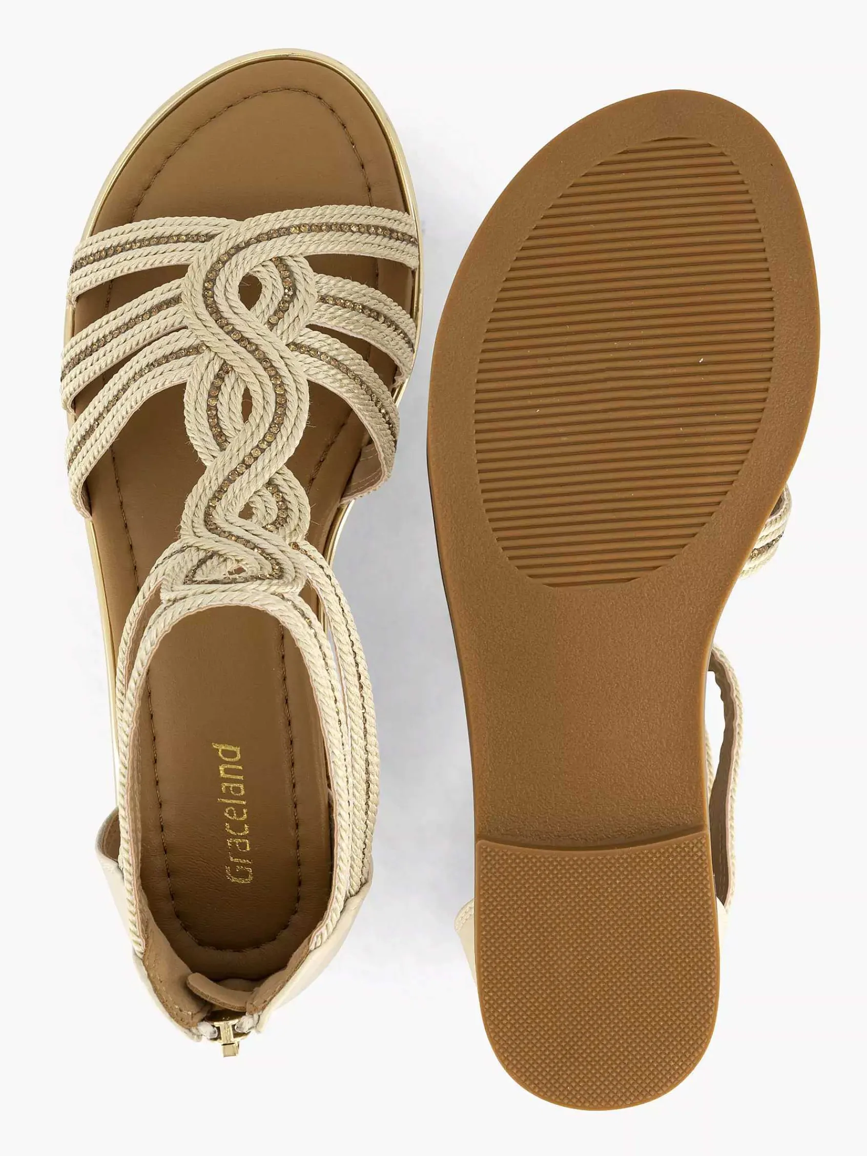 Graceland Sandalen-Beige Sandaal Steentjes