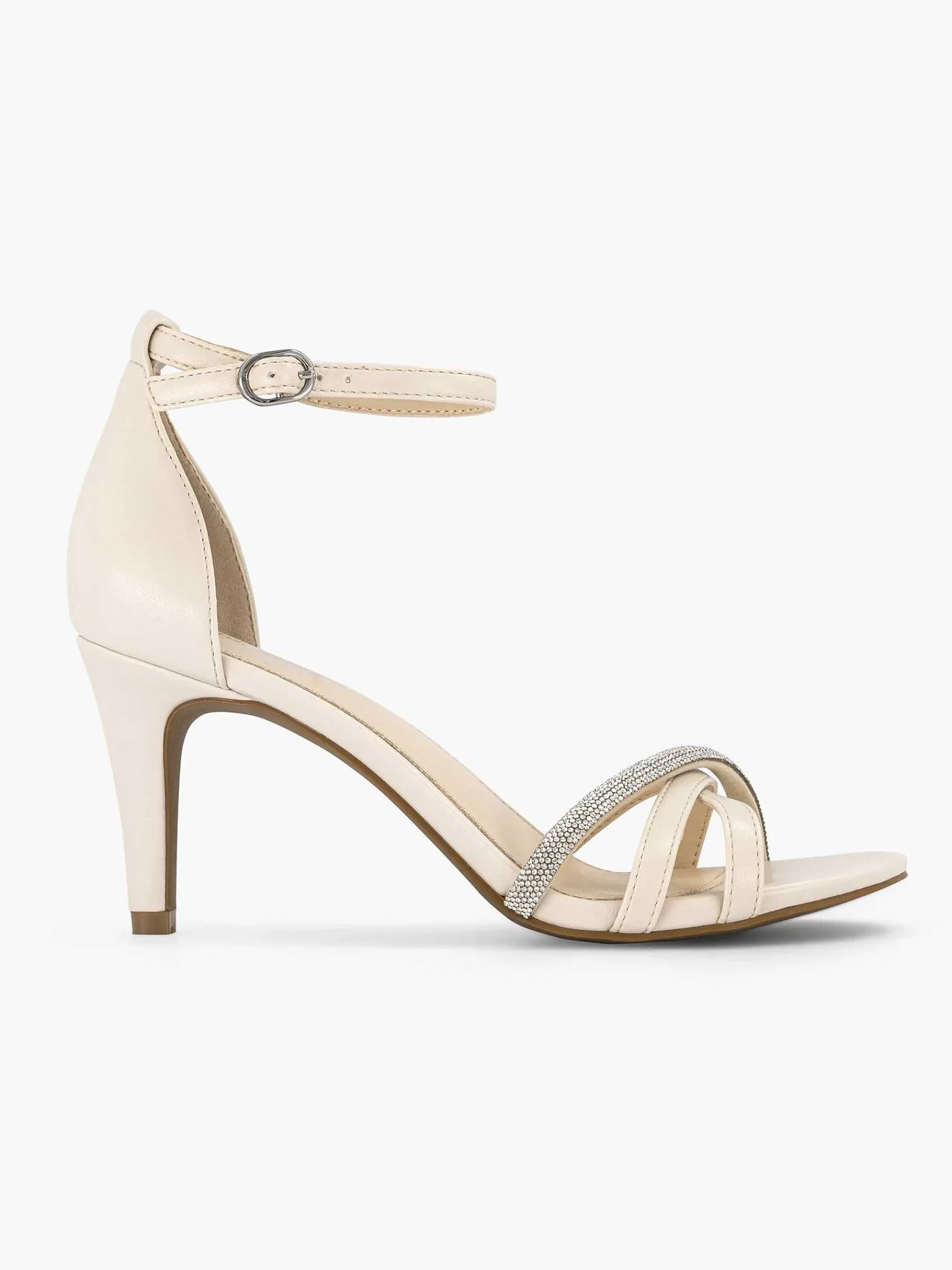 Graceland Hoge Hakken-Beige Sandalette Steentjes