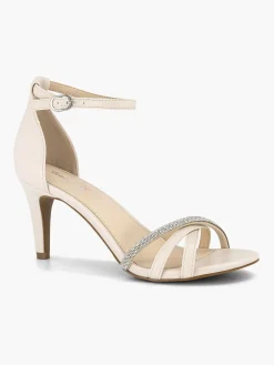 Graceland Hoge Hakken-Beige Sandalette Steentjes