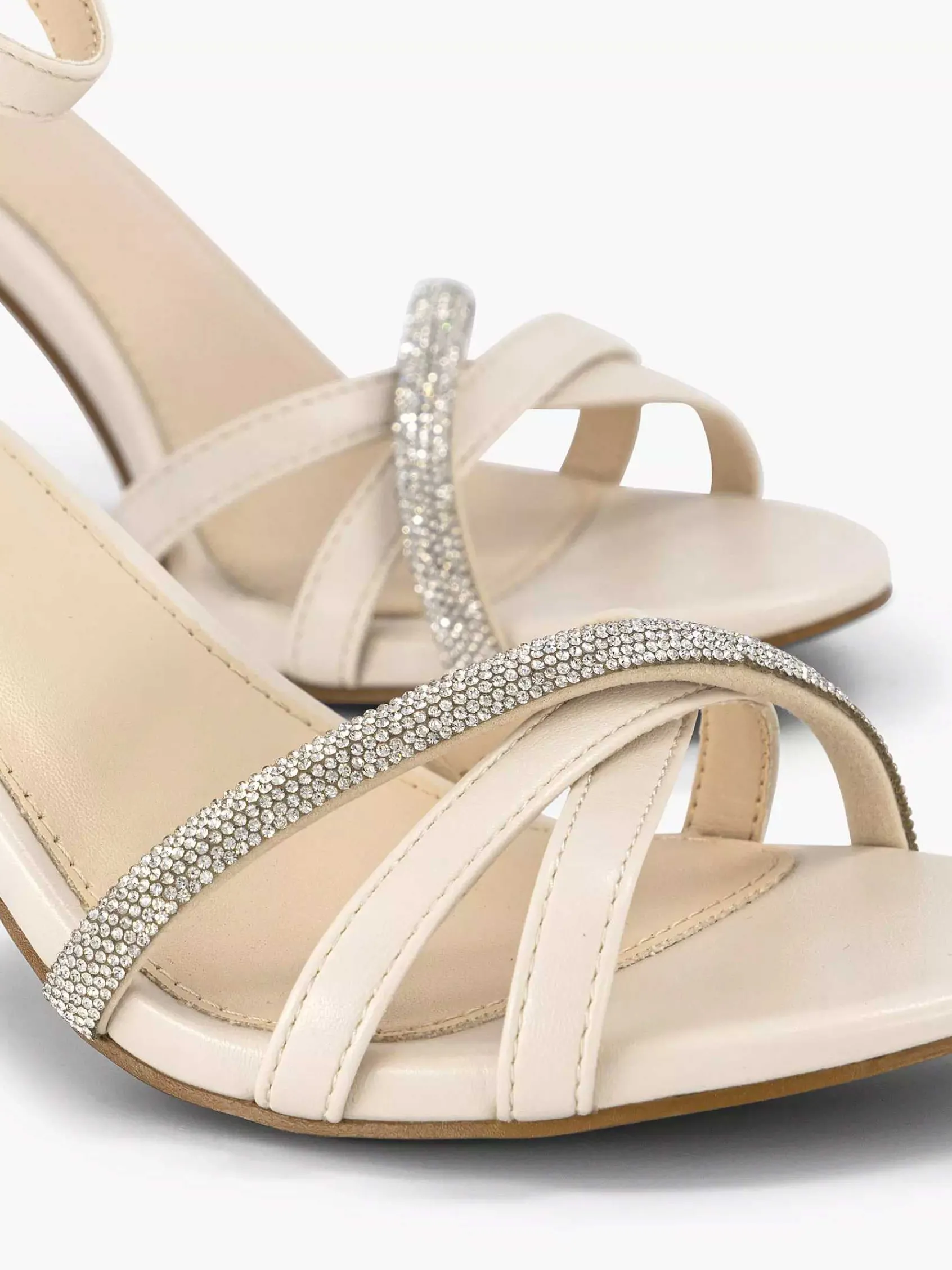 Graceland Hoge Hakken-Beige Sandalette Steentjes