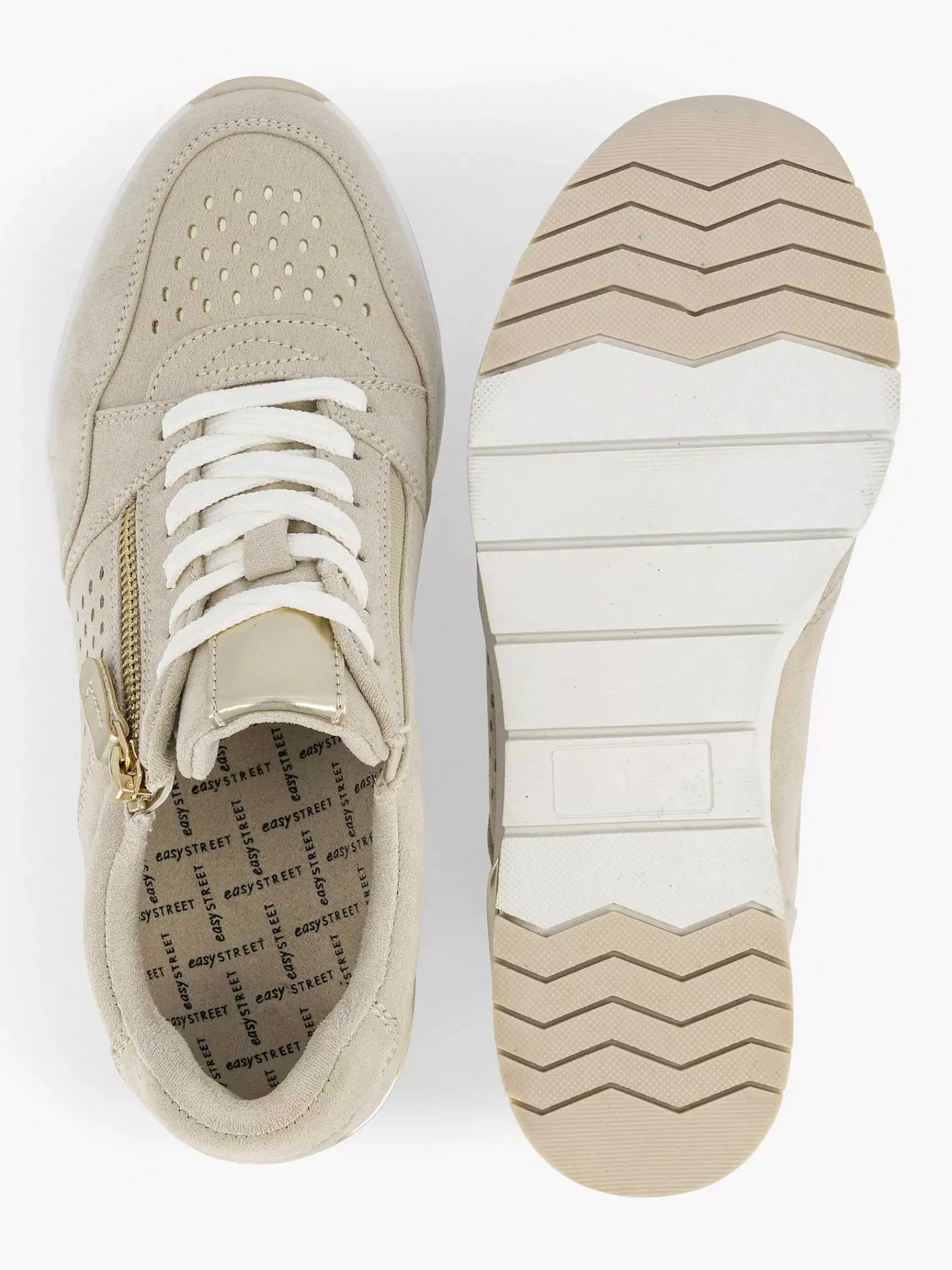 Easy Street Comfort Schoenen-Beige Sneaker Sleehak