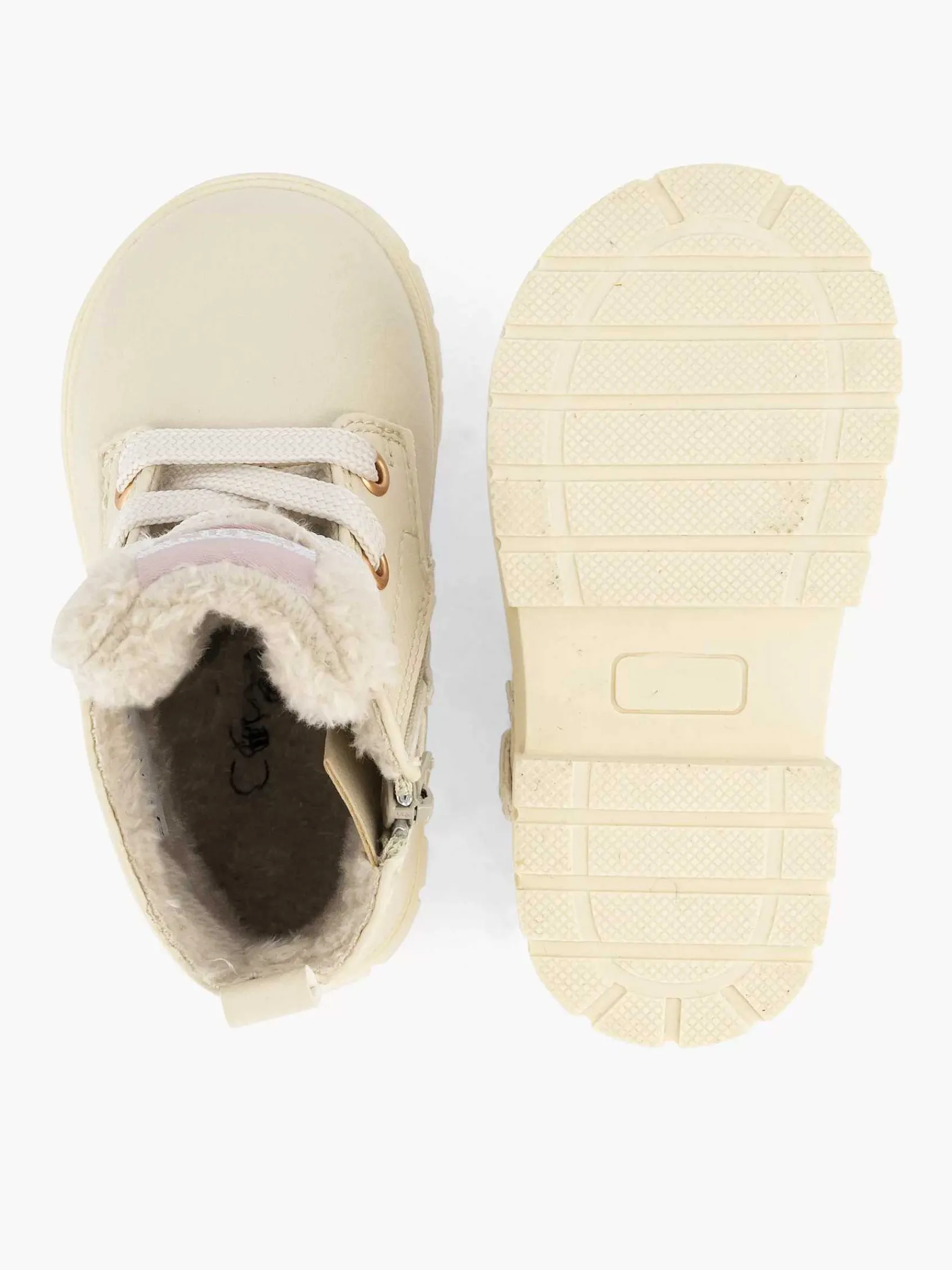 Graceland Babyschoenen-Beige Veterboot Teddy