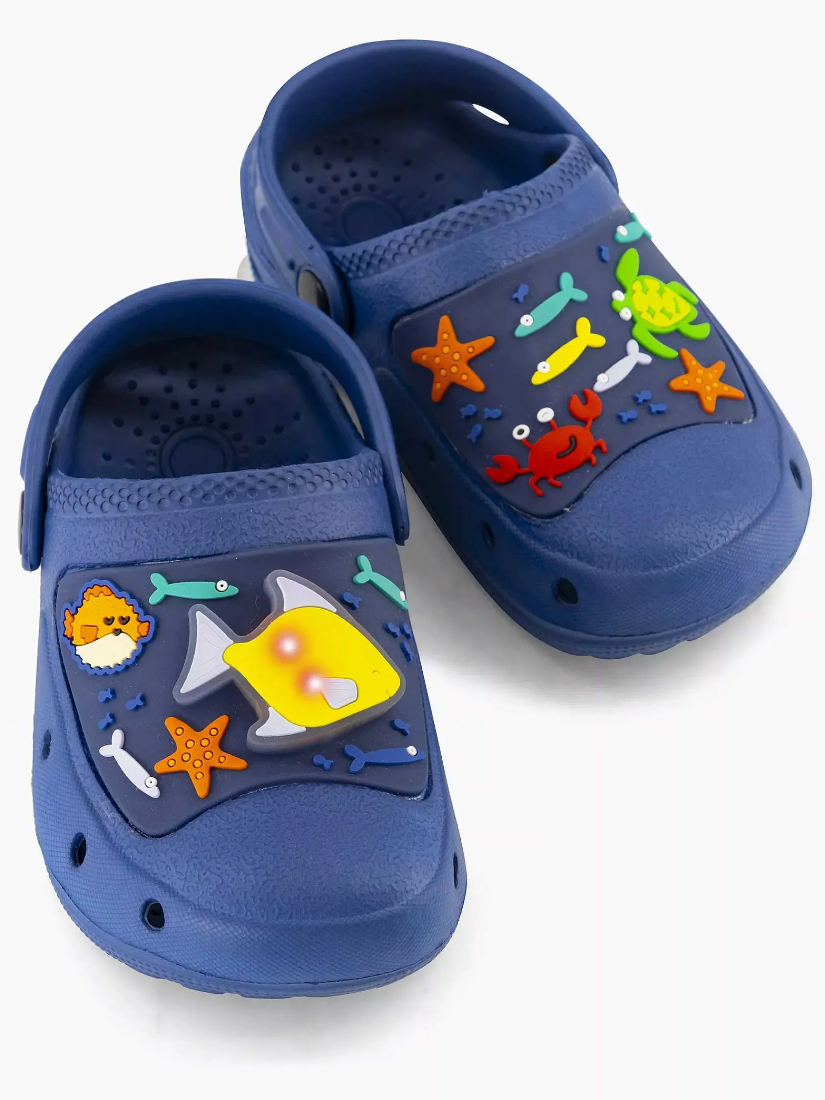 Blue Fin Babyschoenen-Blauwe Clog Lichtjes