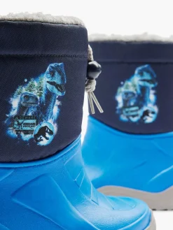Jurassic World Babyschoenen-Blauwe Regenlaars Dino Gevoerd