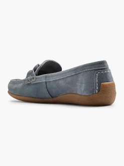 5th Avenue Instappers-Blauwe Suede Instapper Sierketting