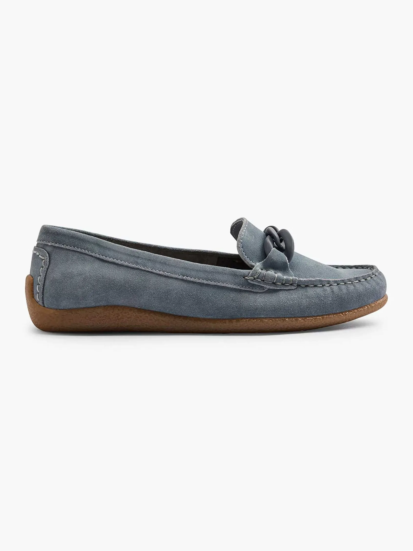 5th Avenue Instappers-Blauwe Suede Instapper Sierketting