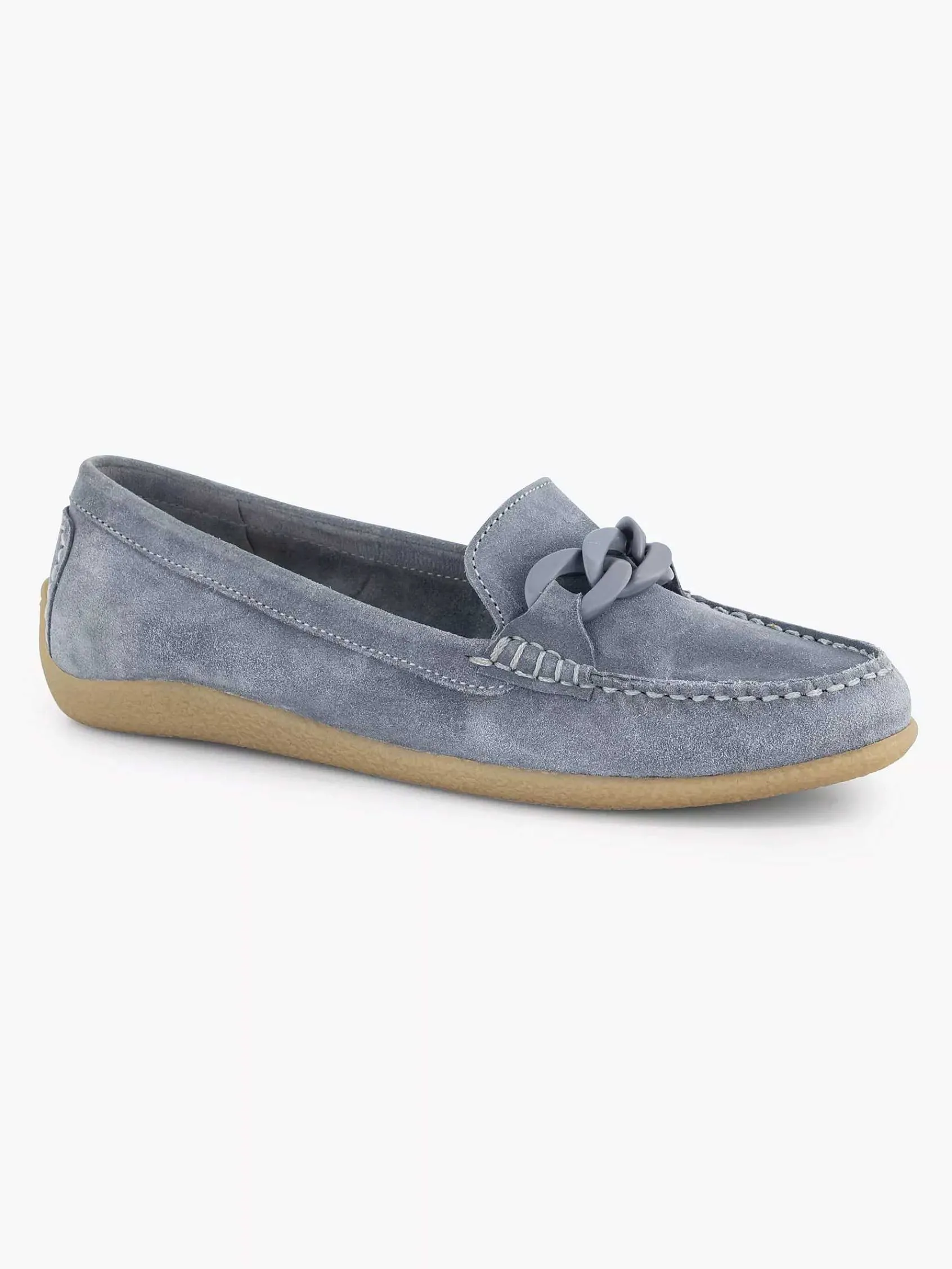 5th Avenue Instappers-Blauwe Suede Instapper Sierketting