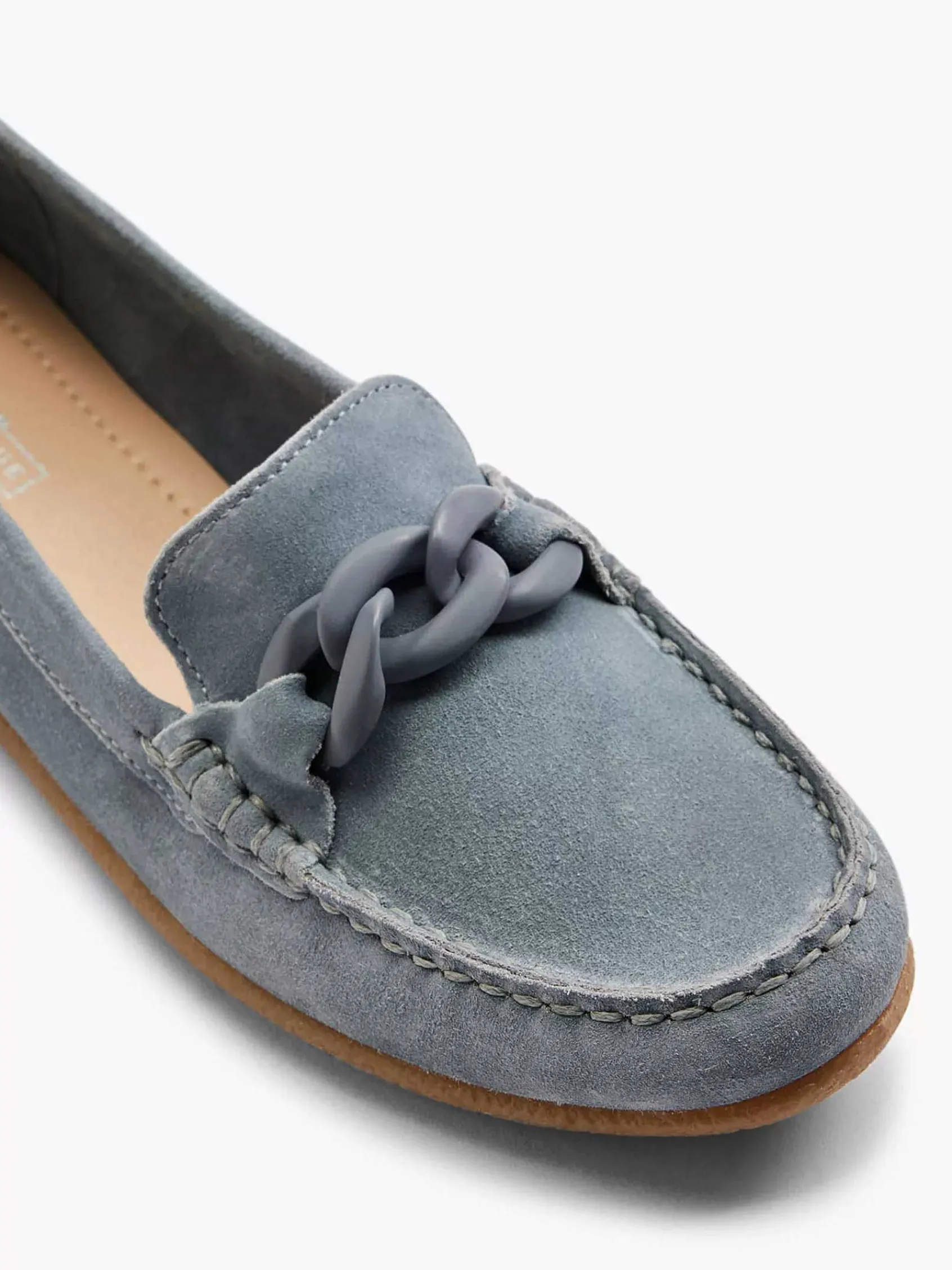 5th Avenue Instappers-Blauwe Suede Instapper Sierketting