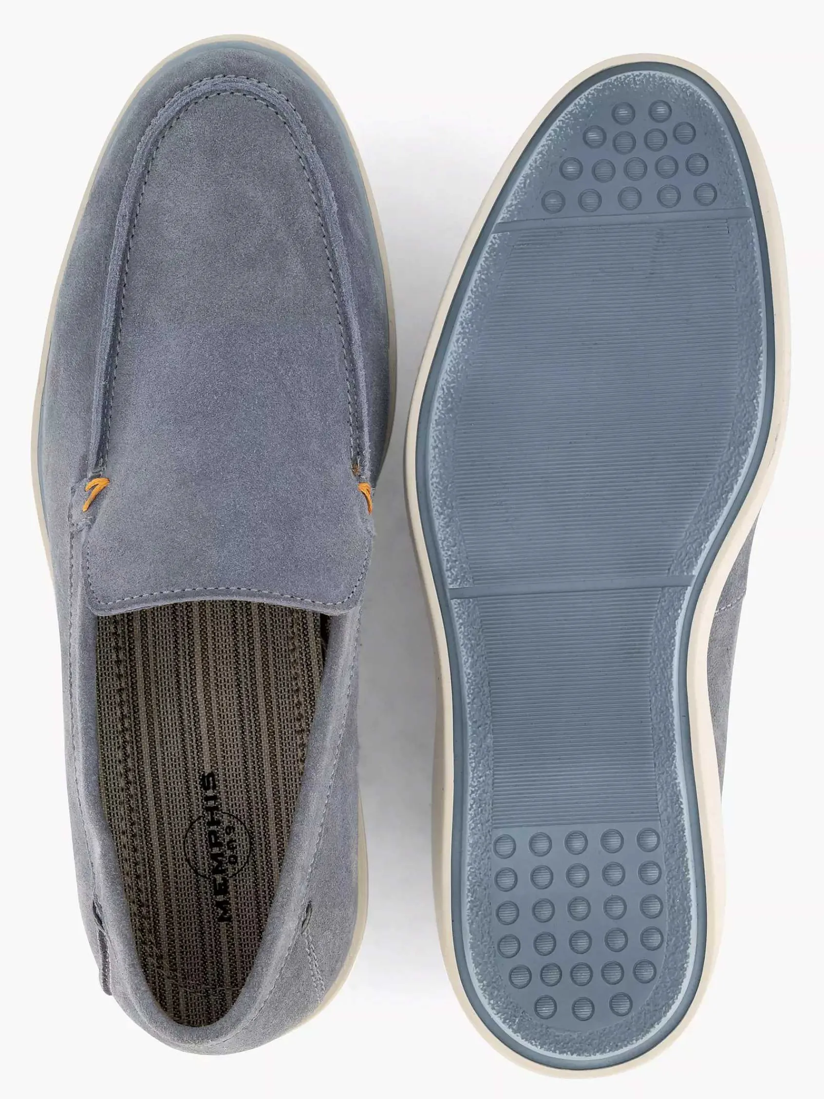 Memphis One Instappers-Blauwe Suede Loafer