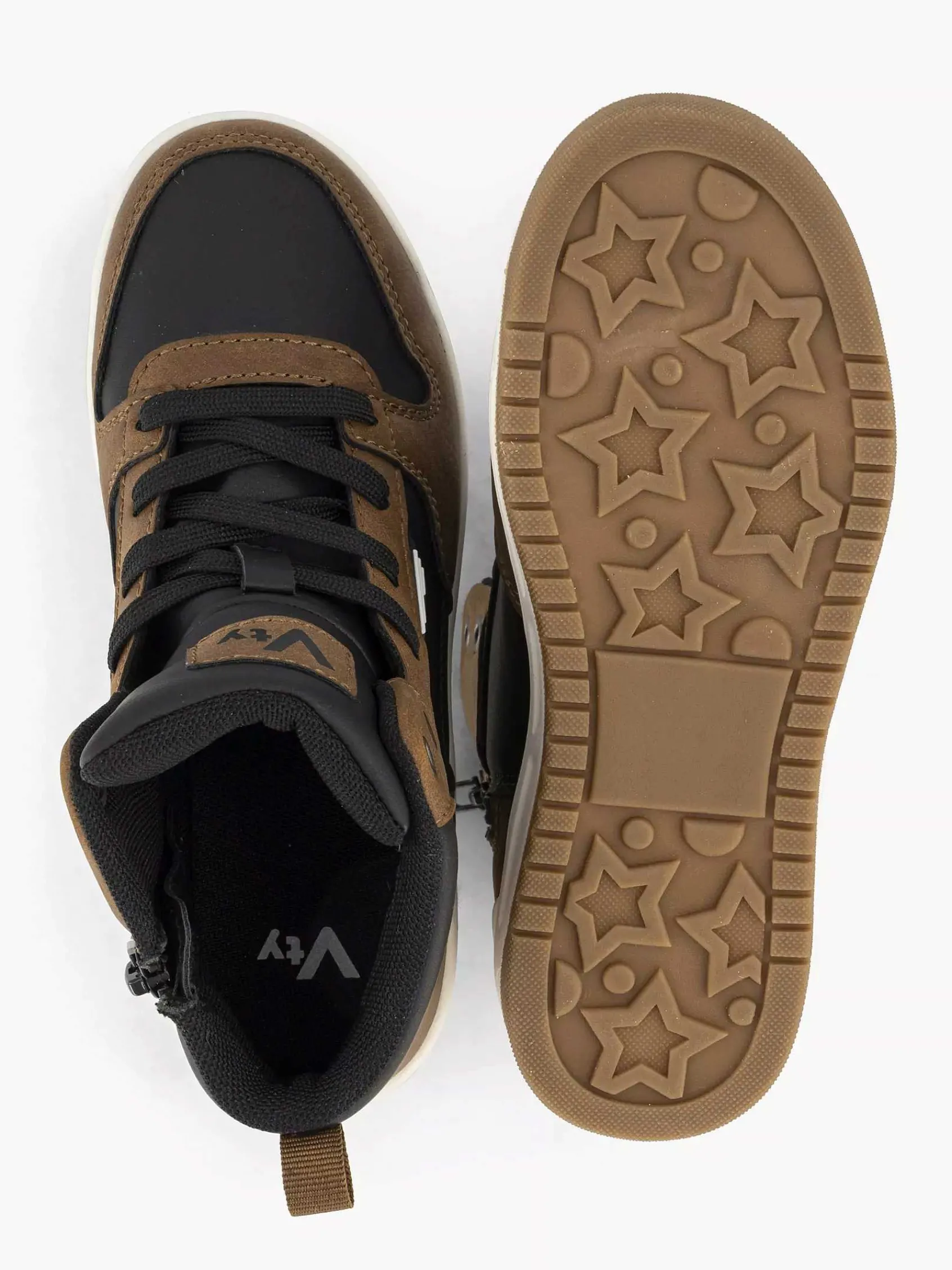 Vty Jongensschoenen-Bruine Hoge Sneaker