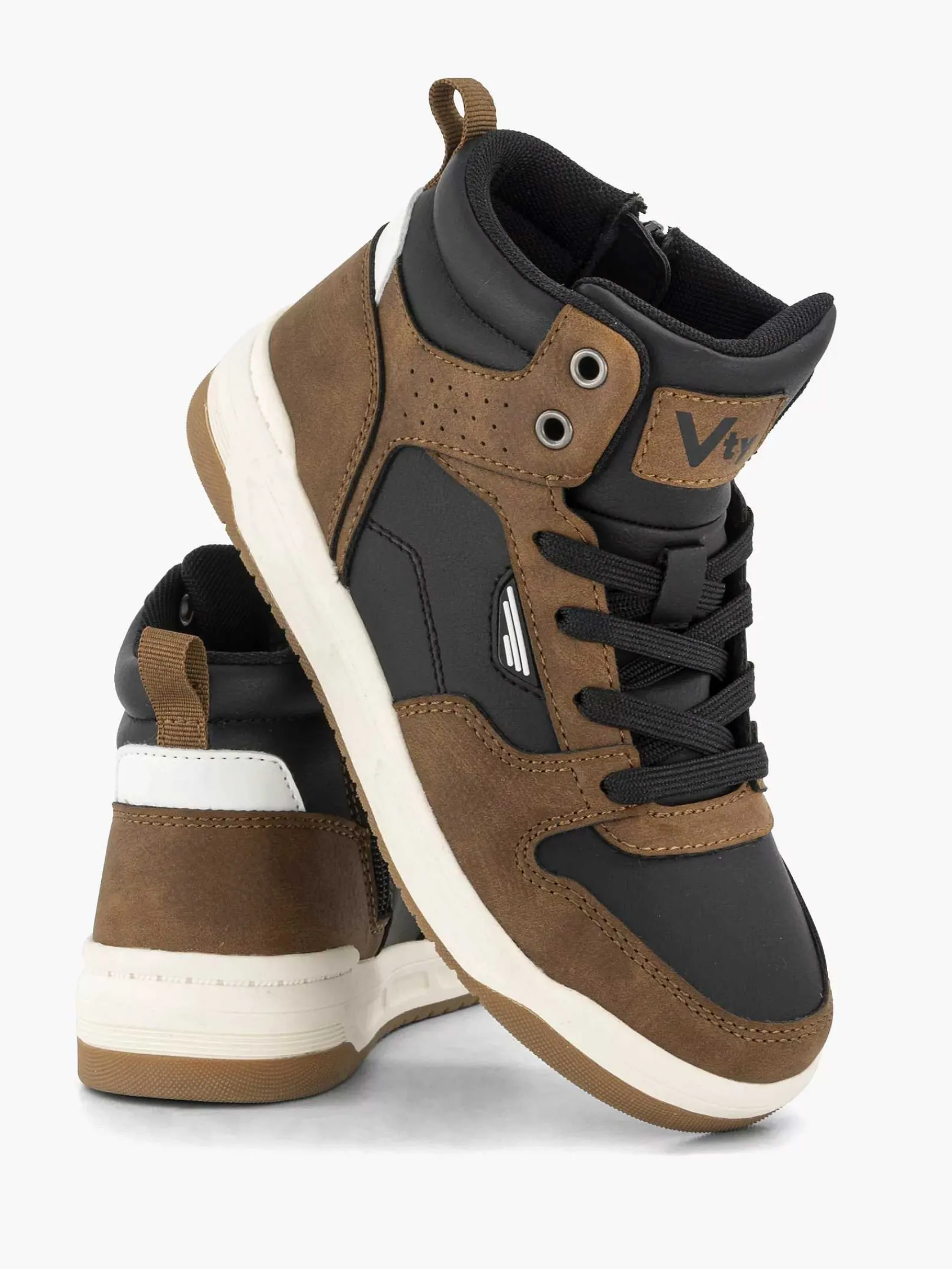 Vty Jongensschoenen-Bruine Hoge Sneaker