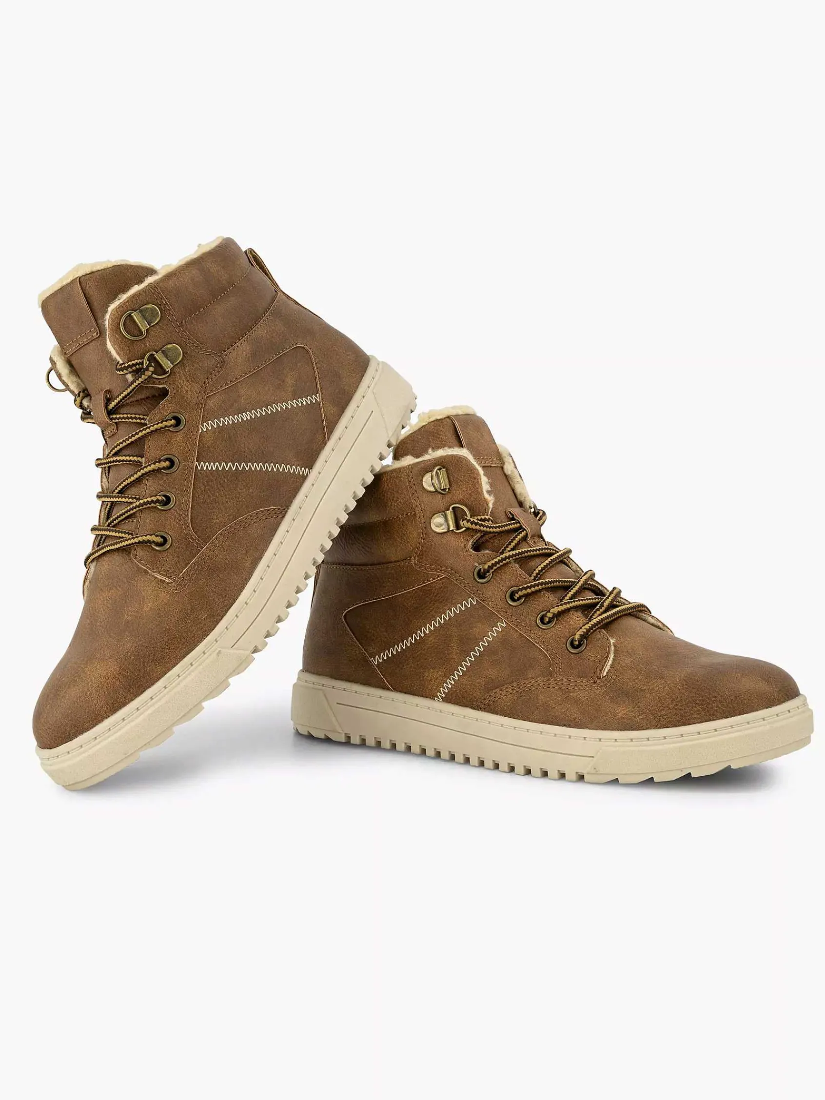 Vty Jongensschoenen-Bruine Hoge Sneaker