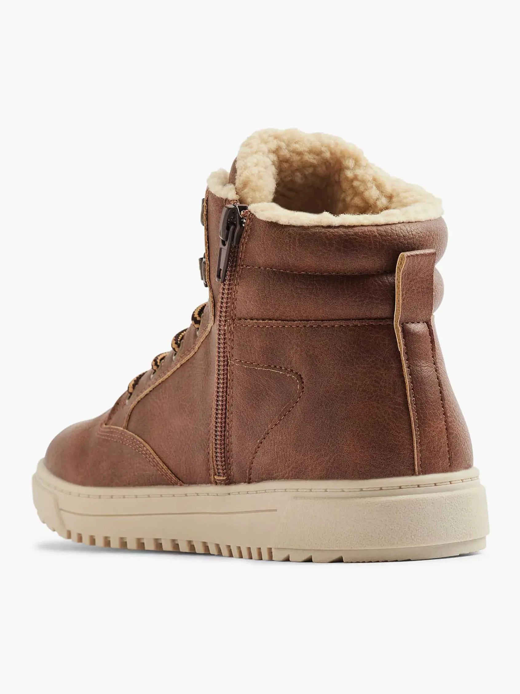 Vty Jongensschoenen-Bruine Hoge Sneaker