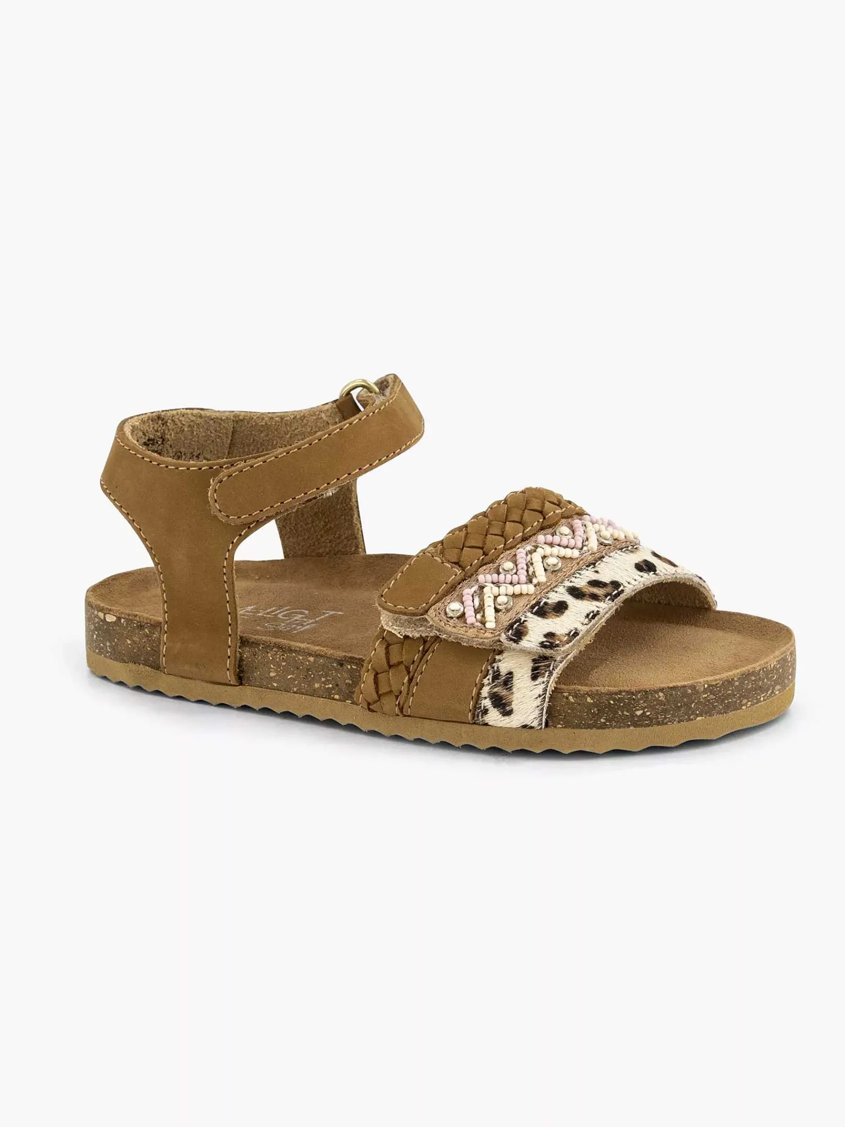 Limelight girl Jongensschoenen-Bruine Leren Sandalen Panterprint