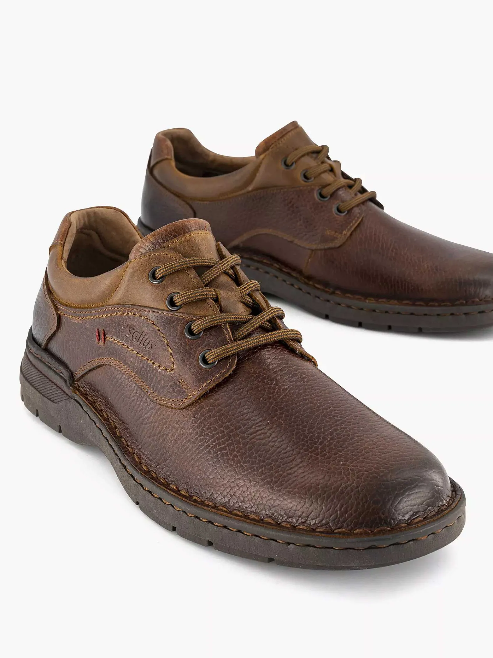 Gallus Geklede Schoenen-Bruine Leren Veterschoen