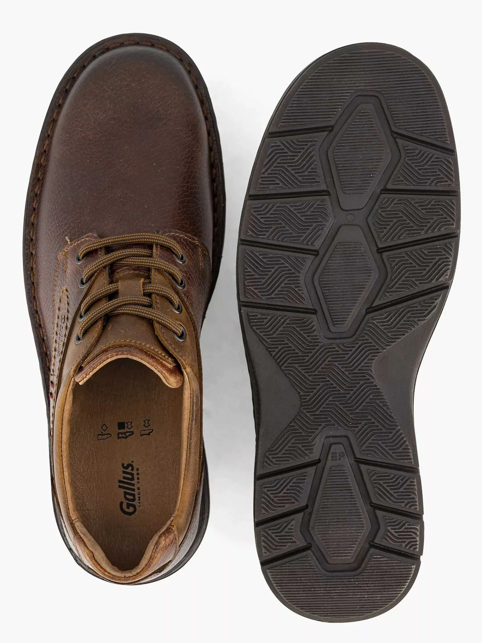 Gallus Geklede Schoenen-Bruine Leren Veterschoen