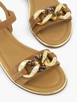 Graceland Sandalen-Bruine Sandaal Sierketting