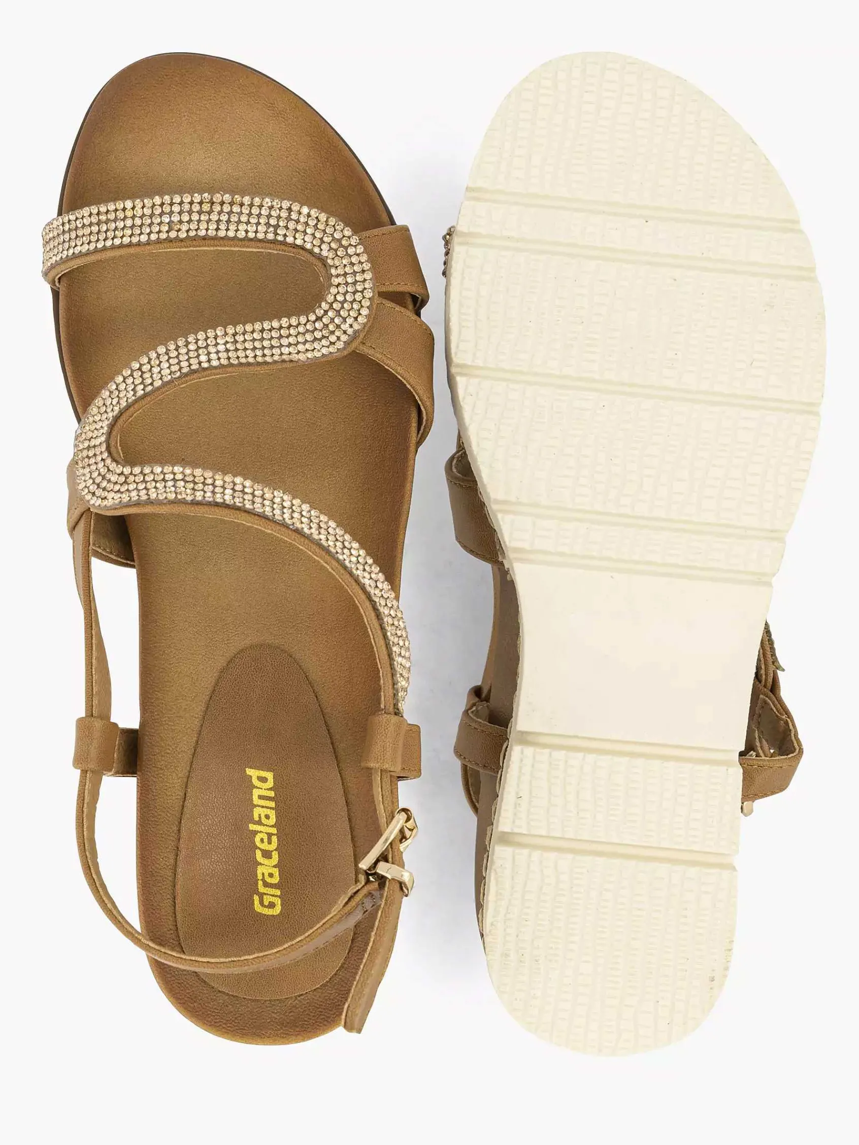 Graceland Sandalen-Bruine Sandaal Sierketting