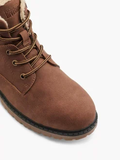 Vty Jongensschoenen-Bruine Veterboot Gevoerd