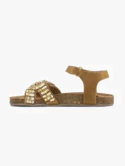 Limelight girl Jongensschoenen-Cognac Leren Sandaal Kralen