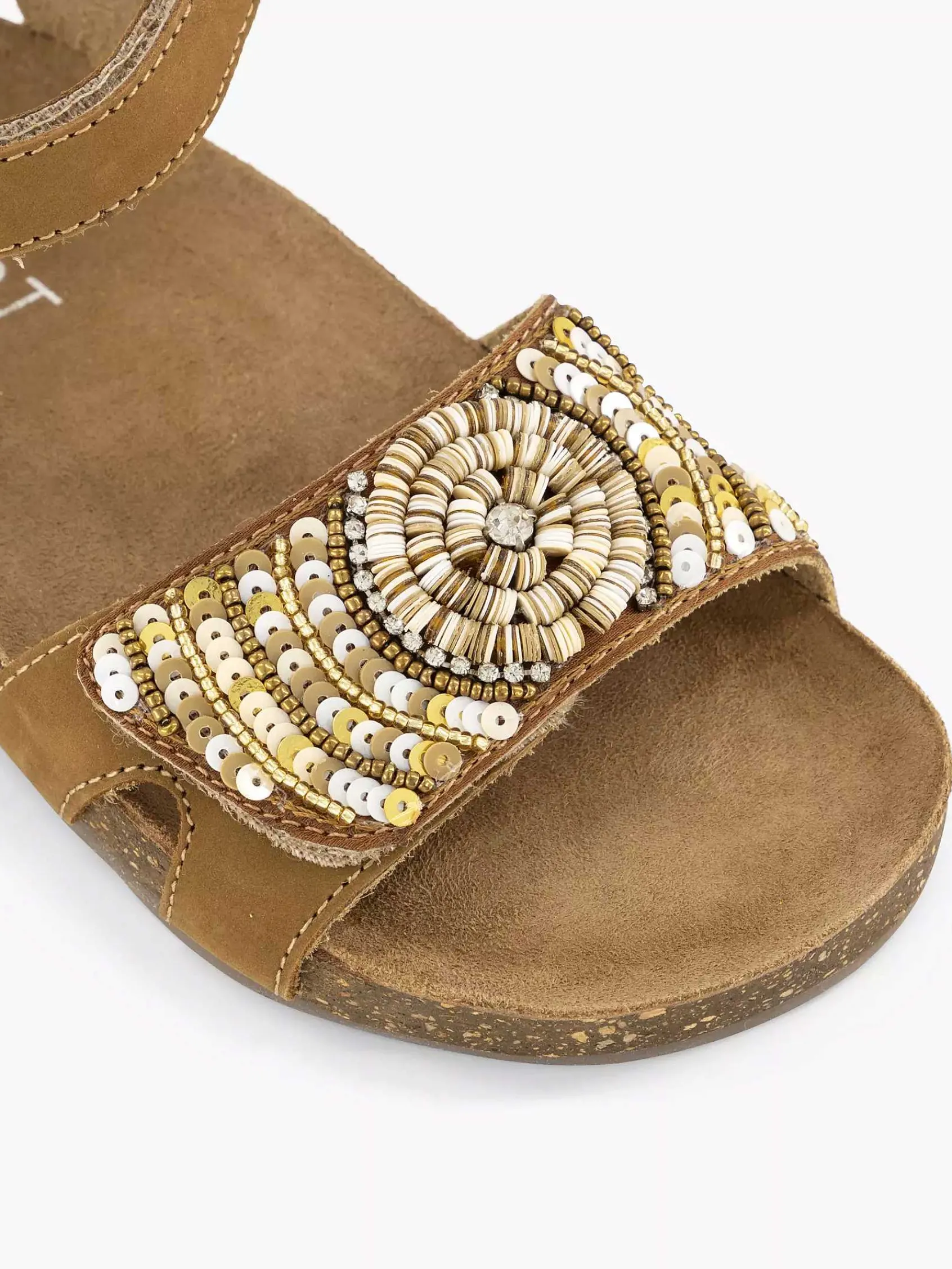 Limelight girl Jongensschoenen-Cognac Leren Sandaal Kralen