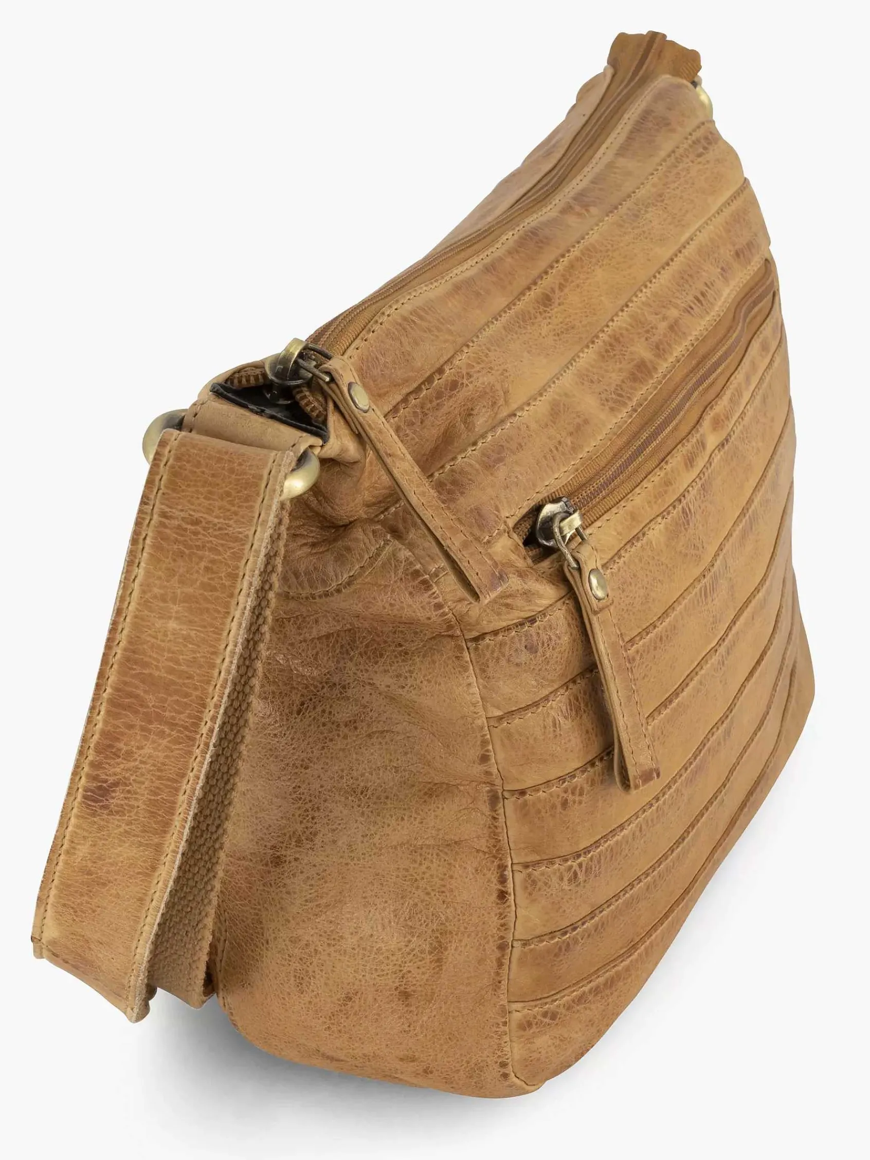 5th Avenue Online Exclusive Accessoires-Cognac Leren Schoudertas