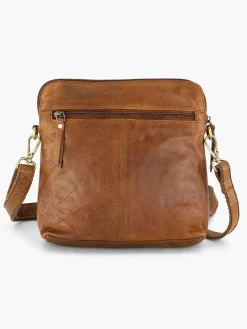 5th Avenue Online Exclusive Accessoires-Cognac Leren Schoudertas