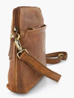 5th Avenue Online Exclusive Accessoires-Cognac Leren Schoudertas