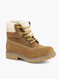 Limelight girl Jongensschoenen-Cognac Leren Veterboot Gevoerd