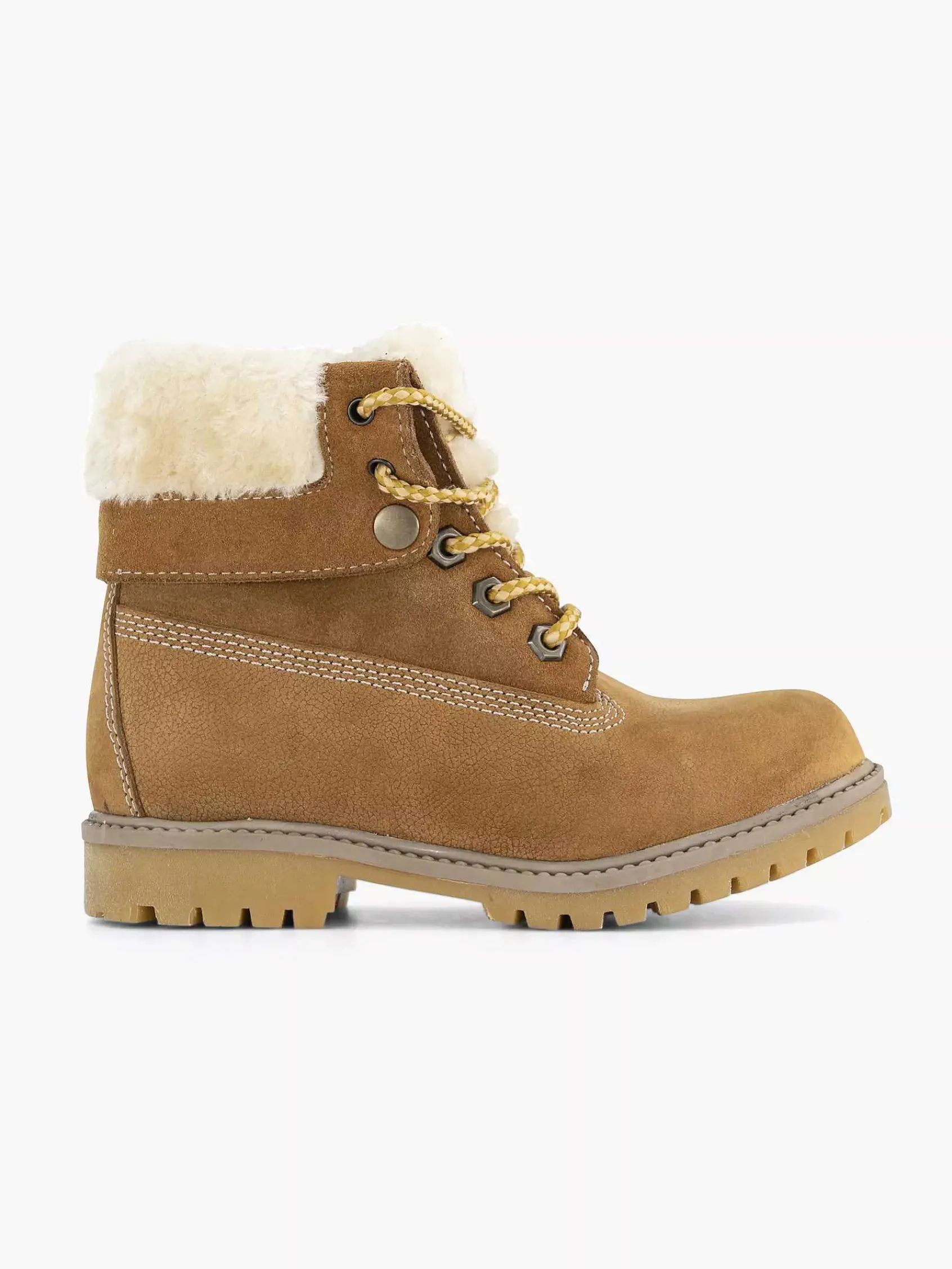 Limelight girl Jongensschoenen-Cognac Leren Veterboot Gevoerd