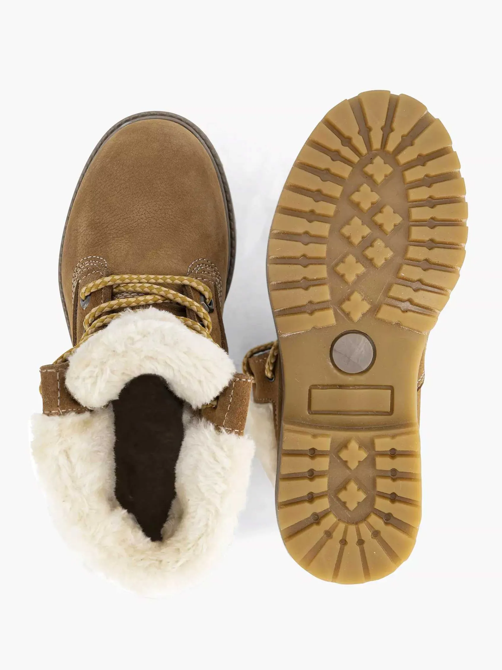 Limelight girl Jongensschoenen-Cognac Leren Veterboot Gevoerd