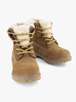 Limelight girl Jongensschoenen-Cognac Leren Veterboot Gevoerd