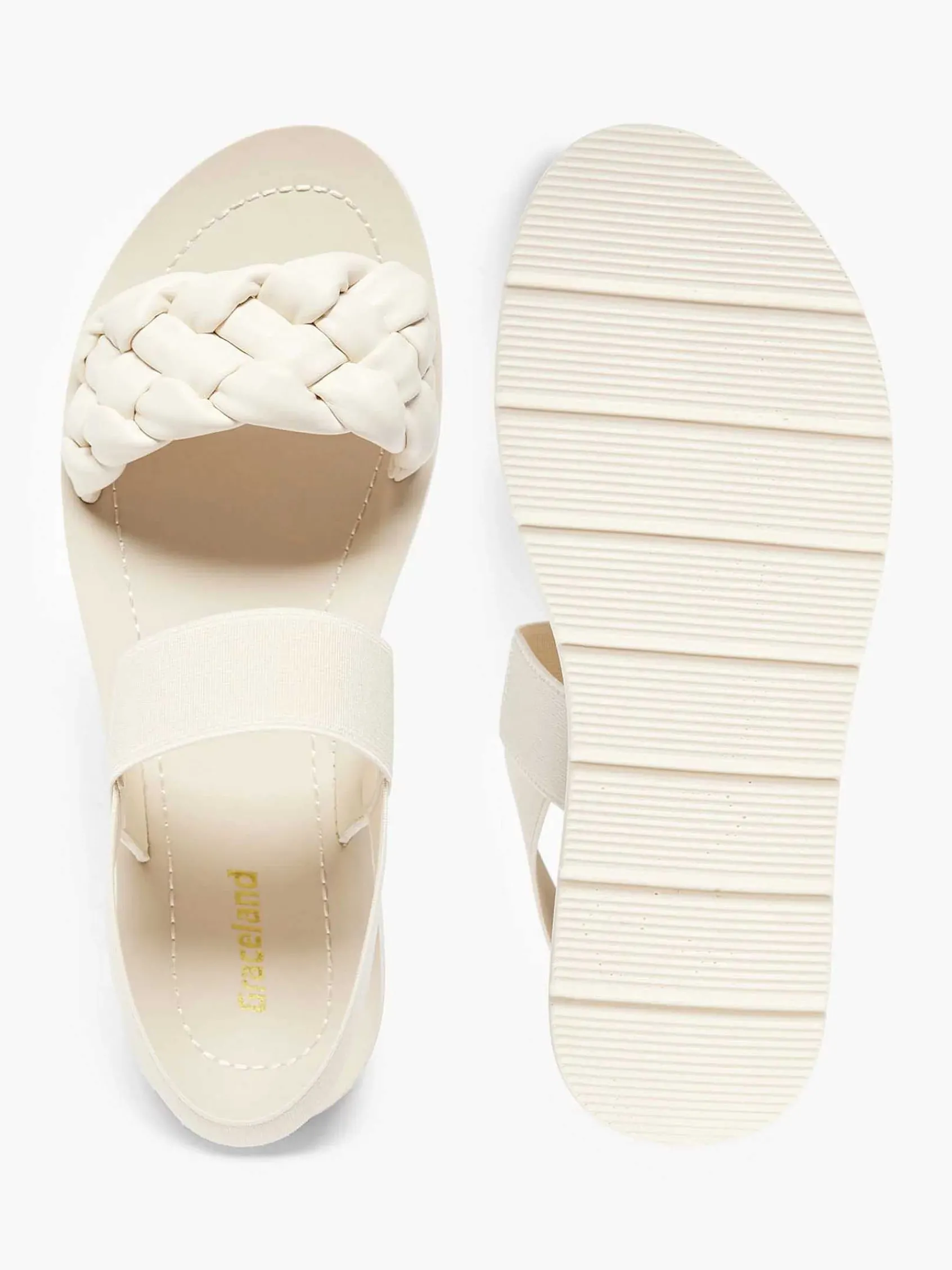 Graceland Sandalen-Creme Sandaal Gevlochten