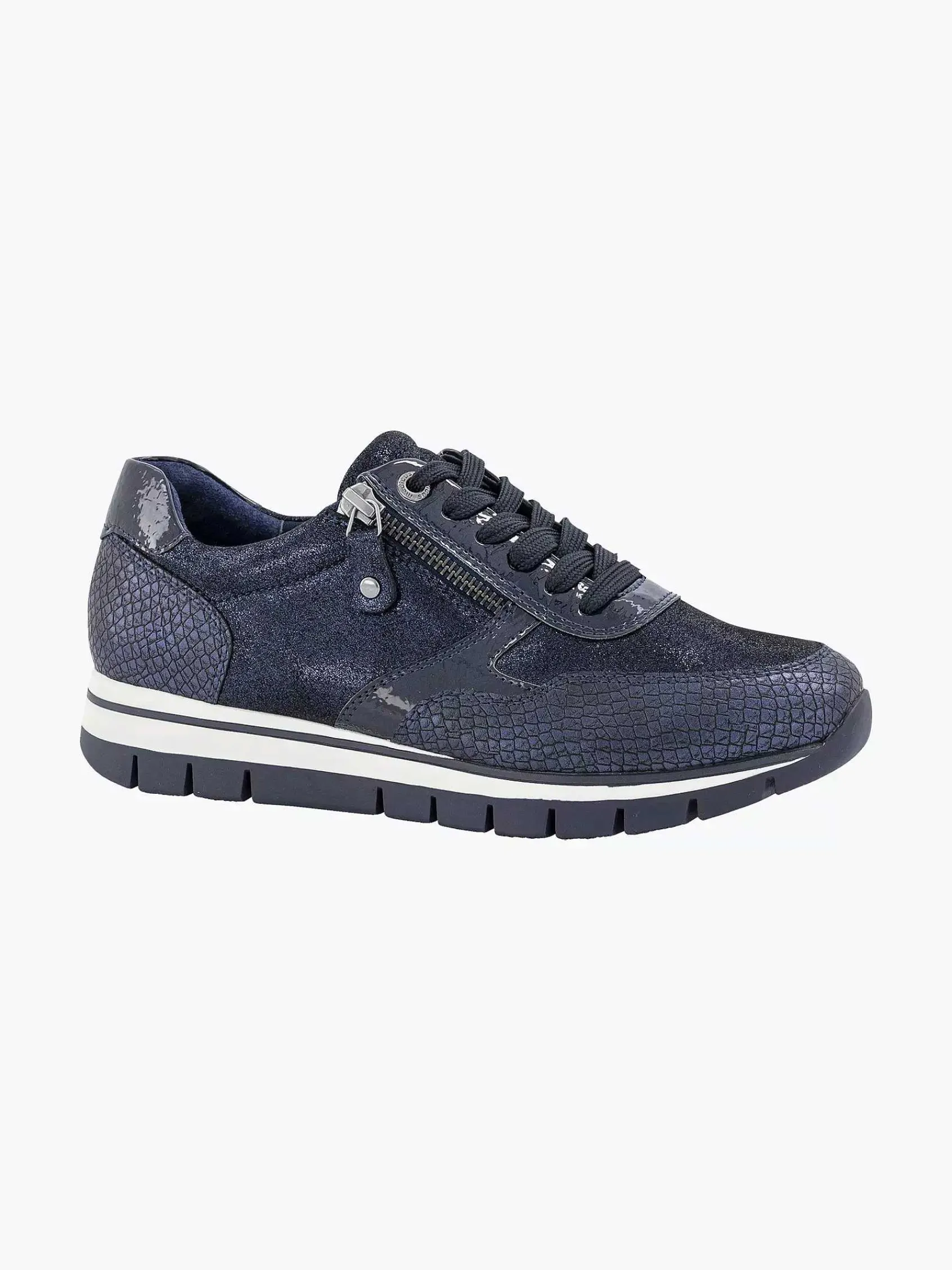 Medicus Comfort Schoenen-Donkerblauwe Comfort Sneaker Croco