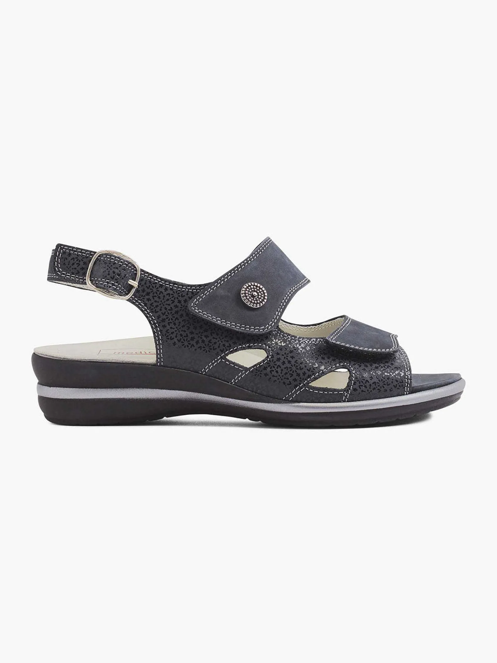 Medicus Comfort Schoenen-Donkerblauwe Leren Sandaal