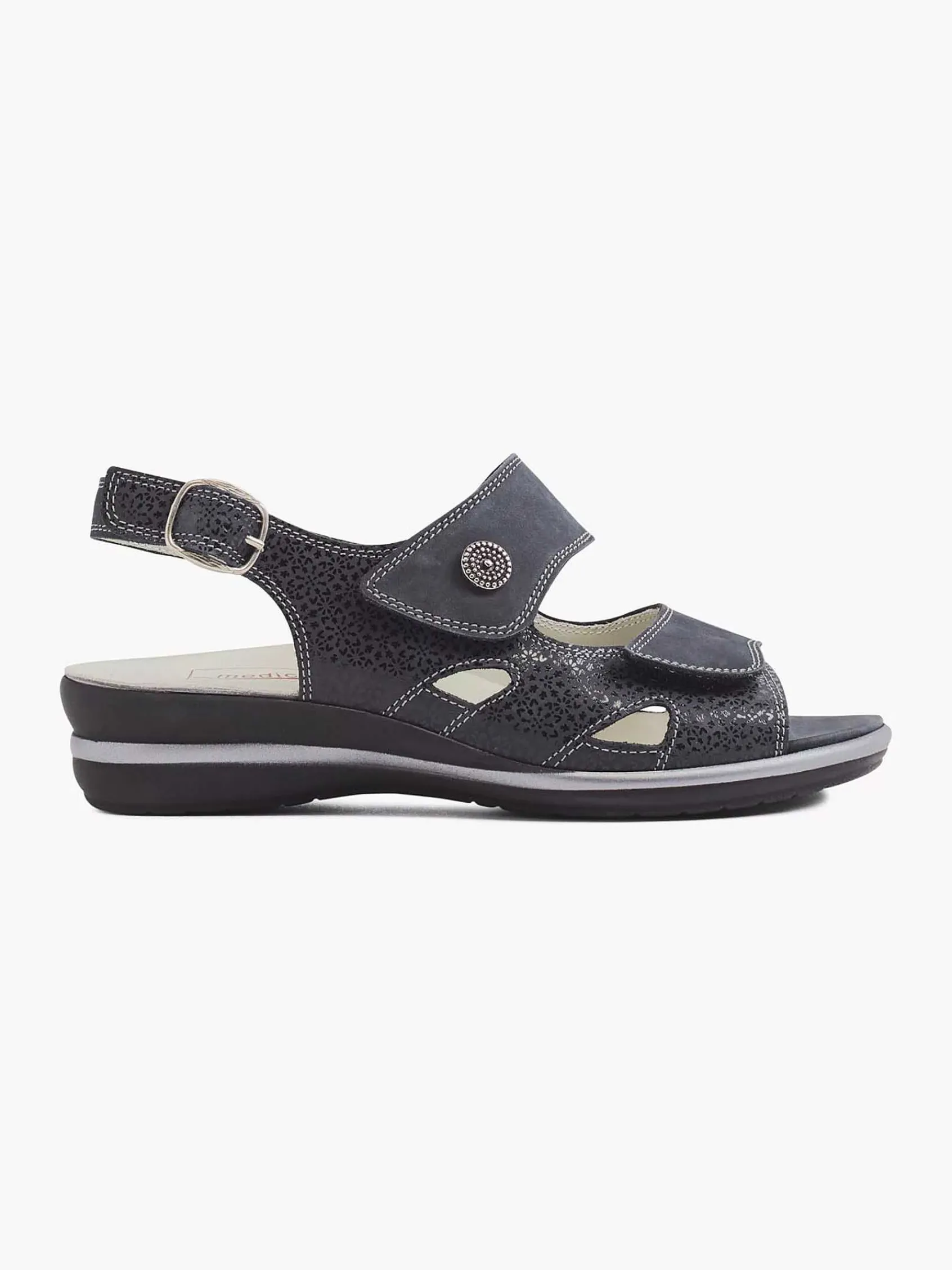 Medicus Comfort Schoenen-Donkerblauwe Leren Sandaal