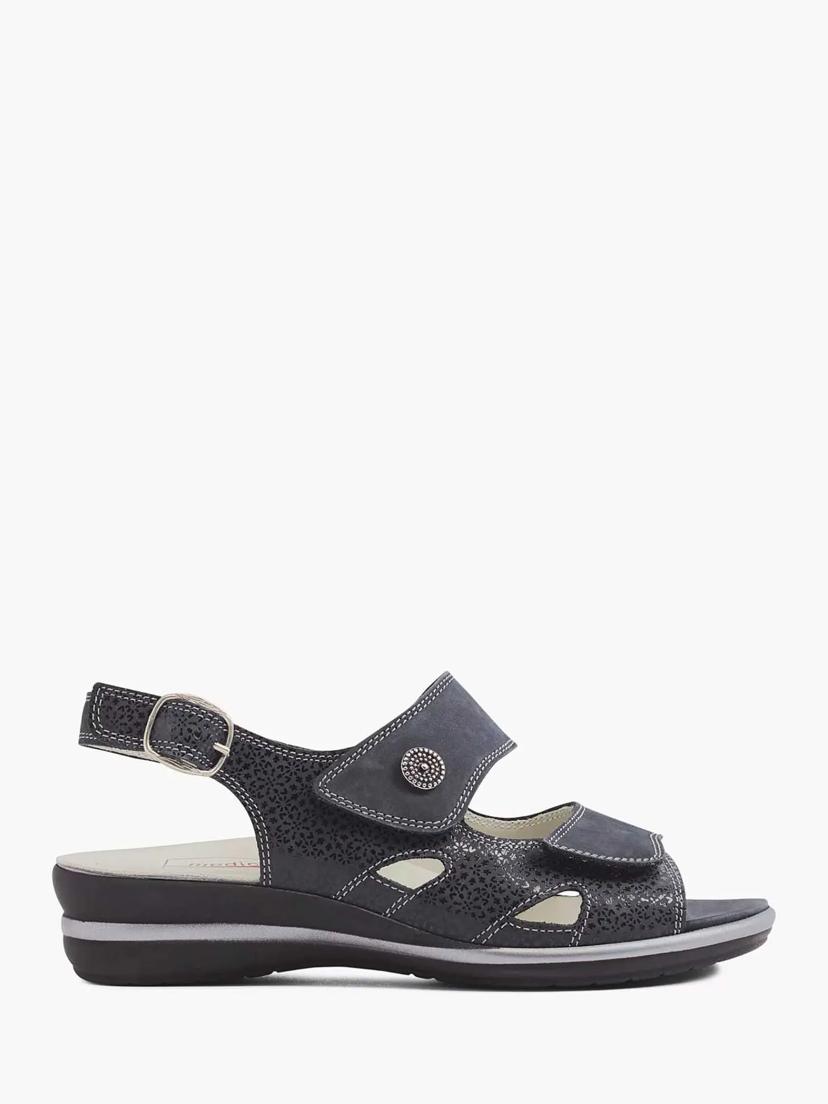 Medicus Comfort Schoenen-Donkerblauwe Leren Sandaal