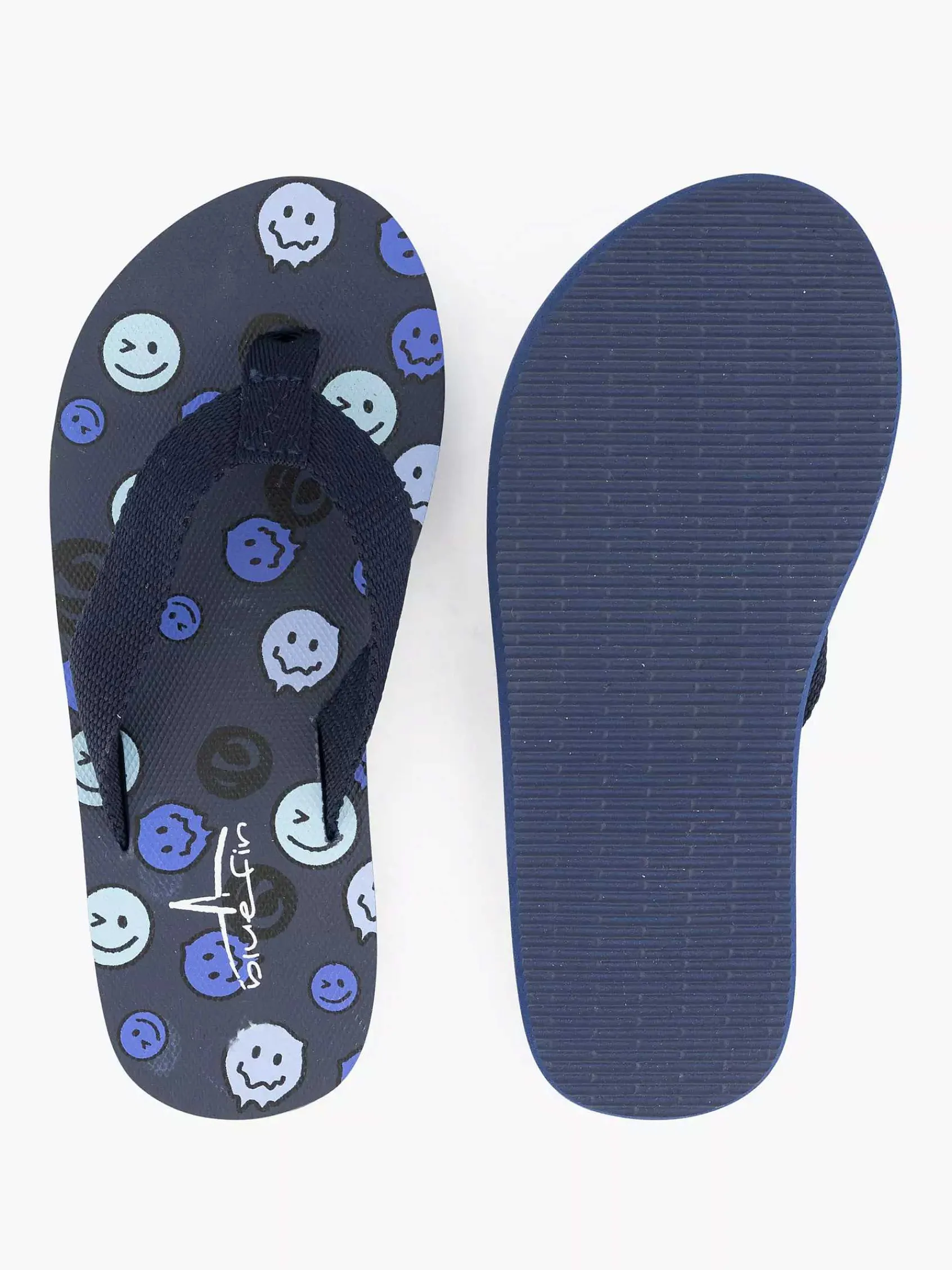 Blue Fin Jongensschoenen-Donkerblauwe Teenslipper Smiley