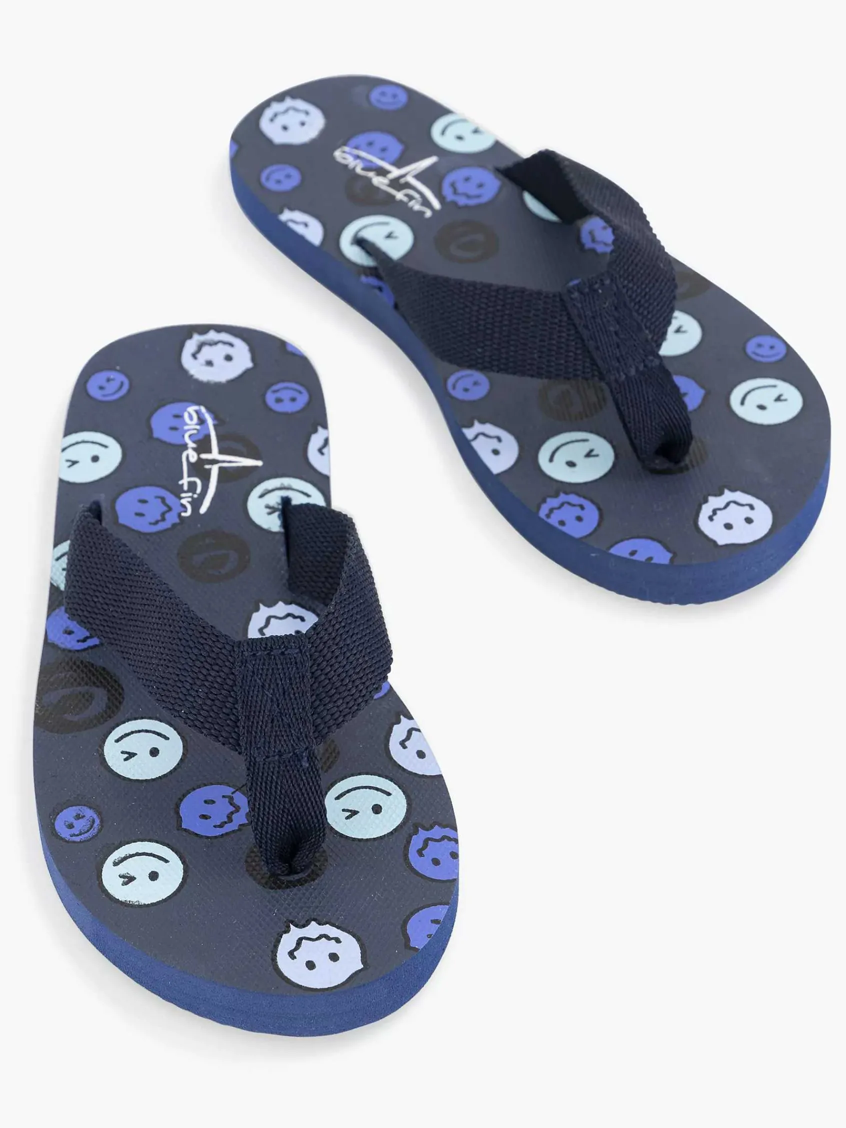 Blue Fin Jongensschoenen-Donkerblauwe Teenslipper Smiley