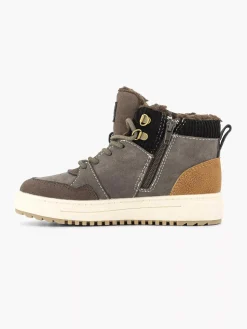 Vty Jongensschoenen-Donkerbruine Hoge Sneaker
