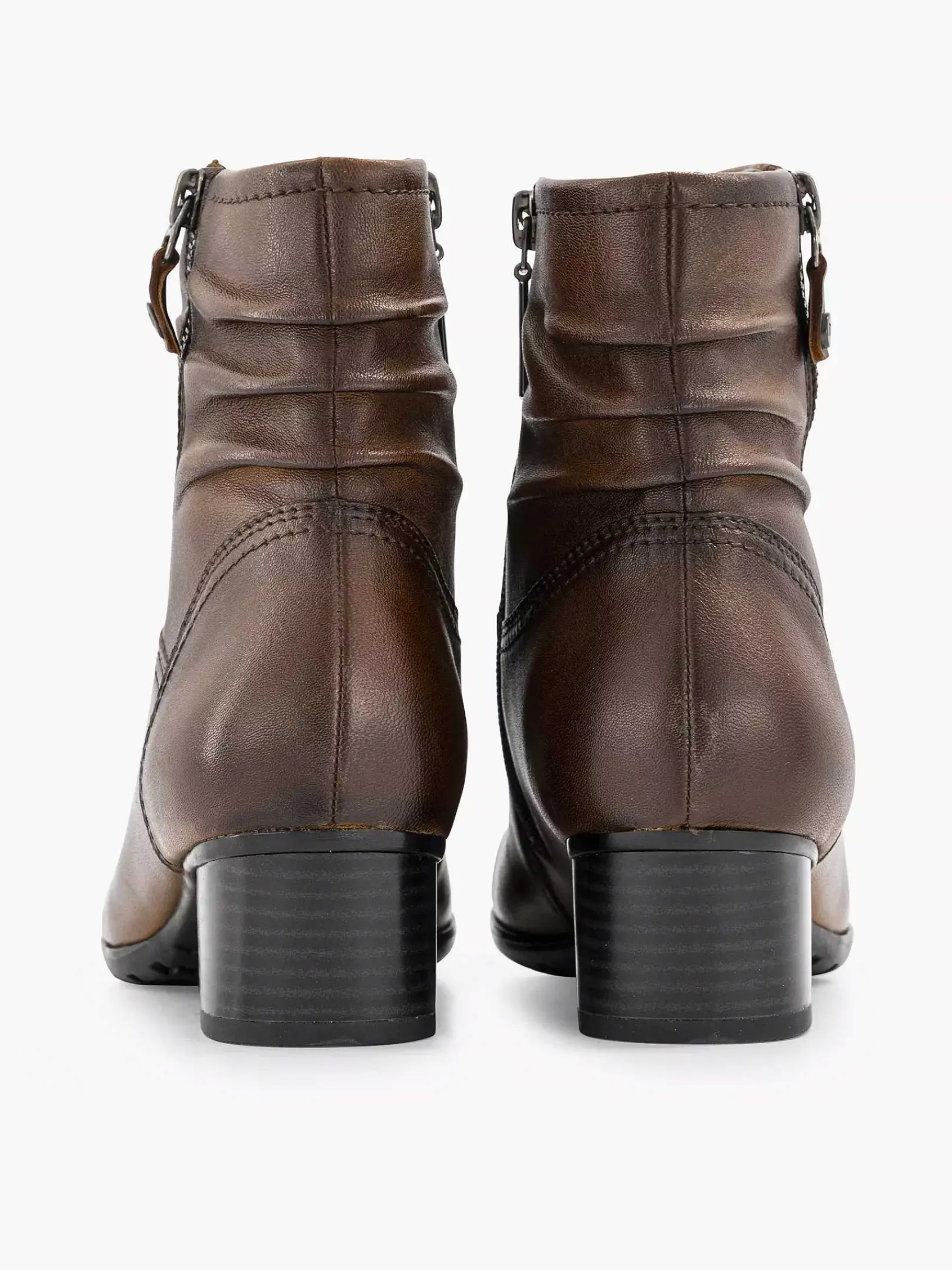 Medicus Enkellaarzen & Boots-Donkerbruine Leren Comfort Enkellaars Hak
