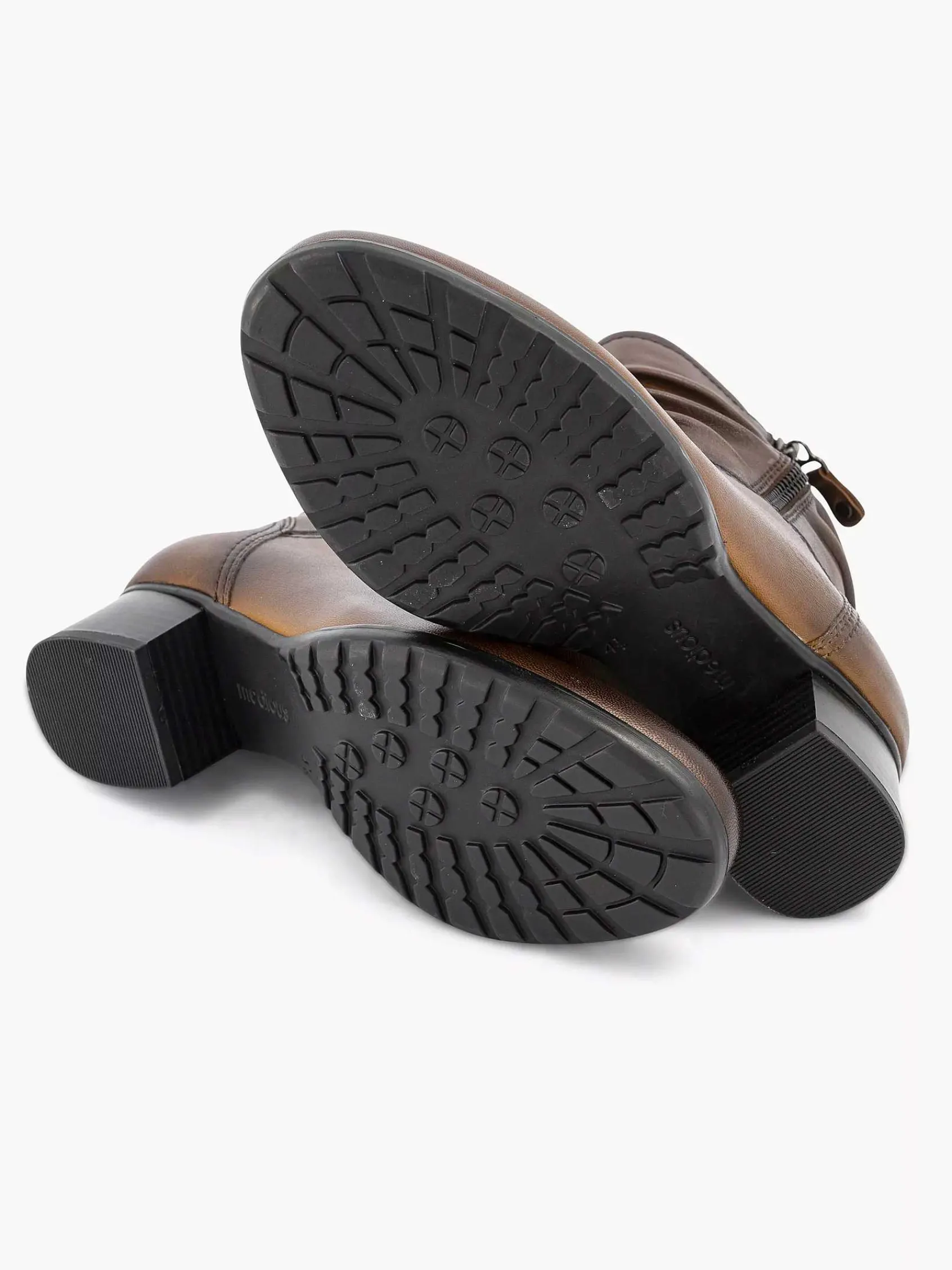 Medicus Enkellaarzen & Boots-Donkerbruine Leren Comfort Enkellaars Hak