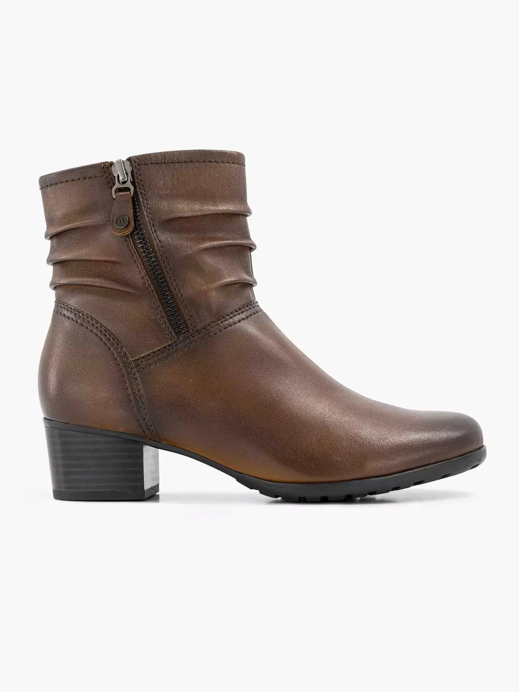 Medicus Enkellaarzen & Boots-Donkerbruine Leren Comfort Enkellaars Hak